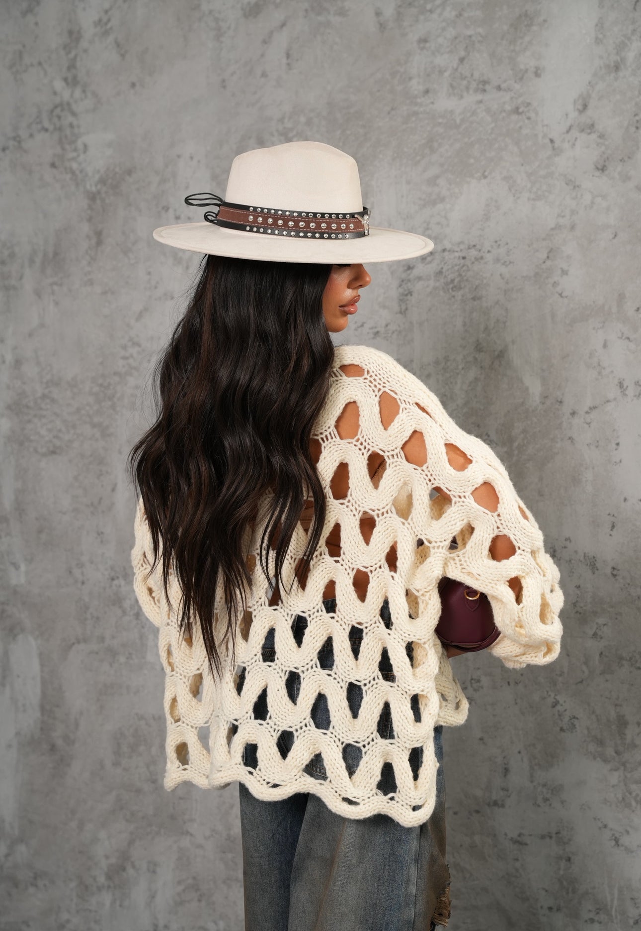 Pull traforato Kenny panna