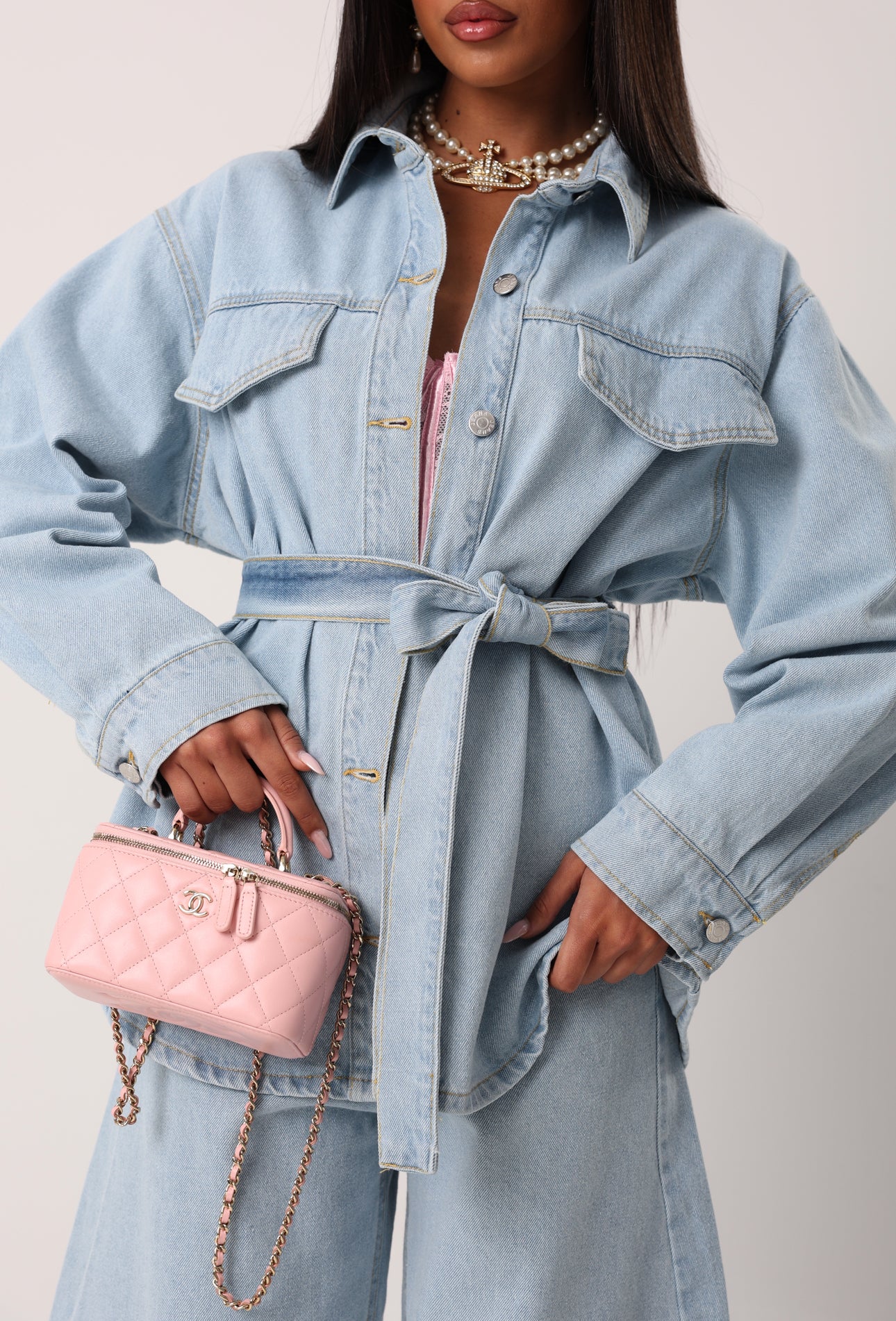 CAMICIA SAROJA DENIM CHIARO + CINTURA