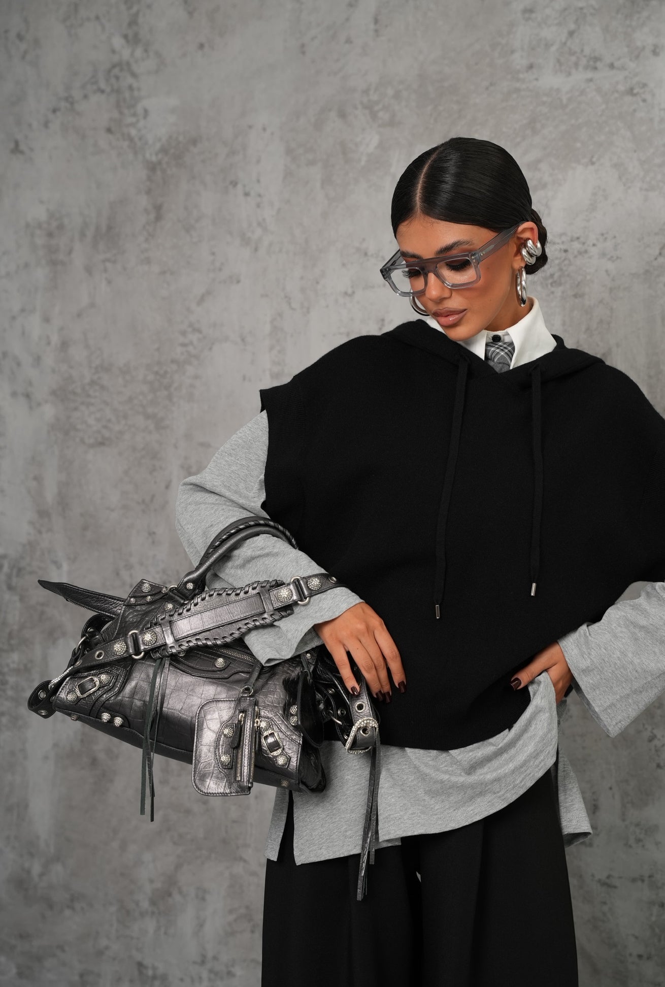 GILET CAPPUCCIO JANINE NERO