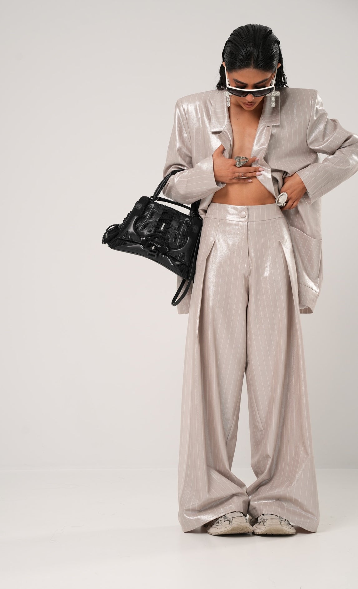 Pantaloni gessati Habana placcato