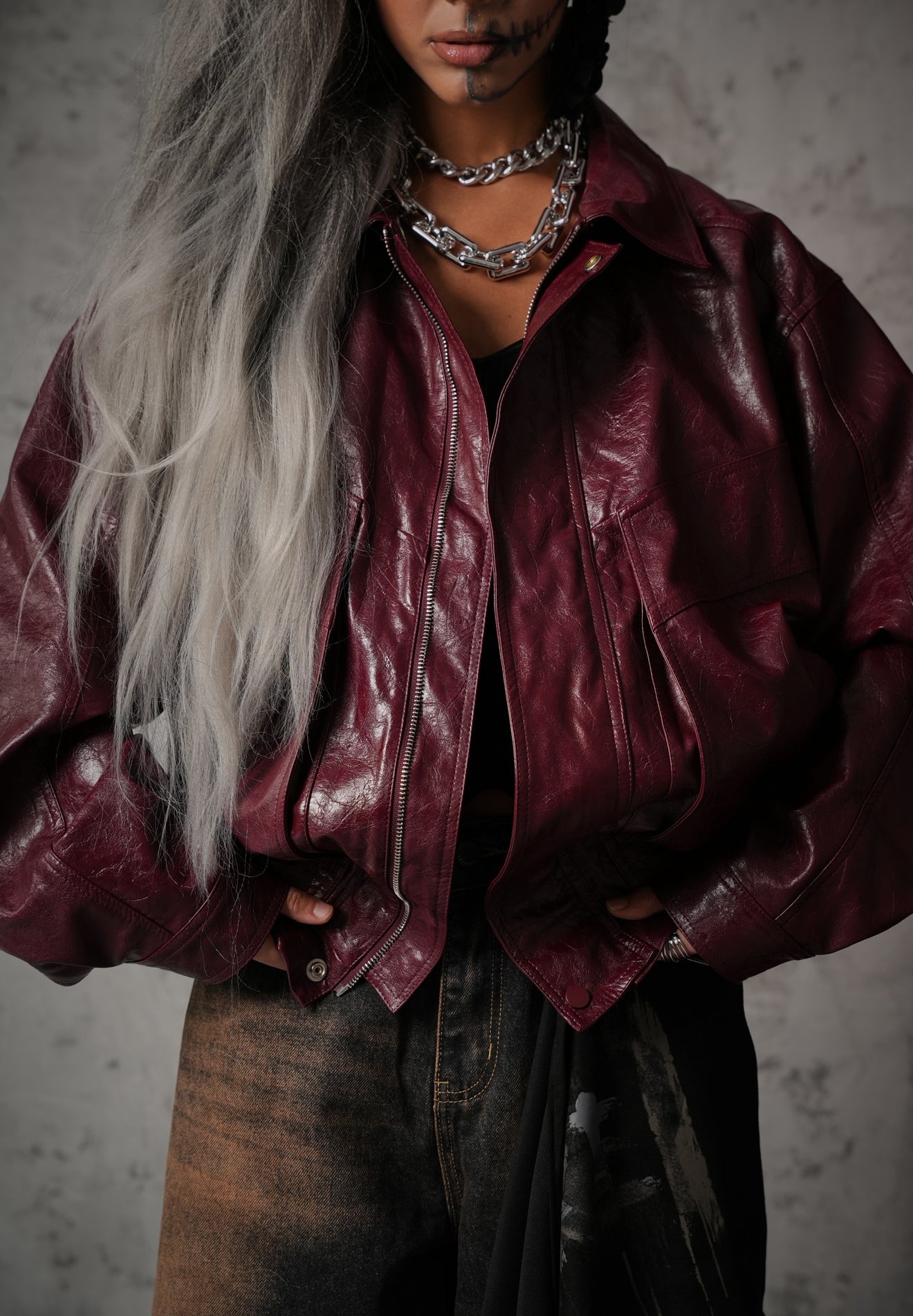 GIUBBINO ECOPELLE BLOOD BORDEAUX