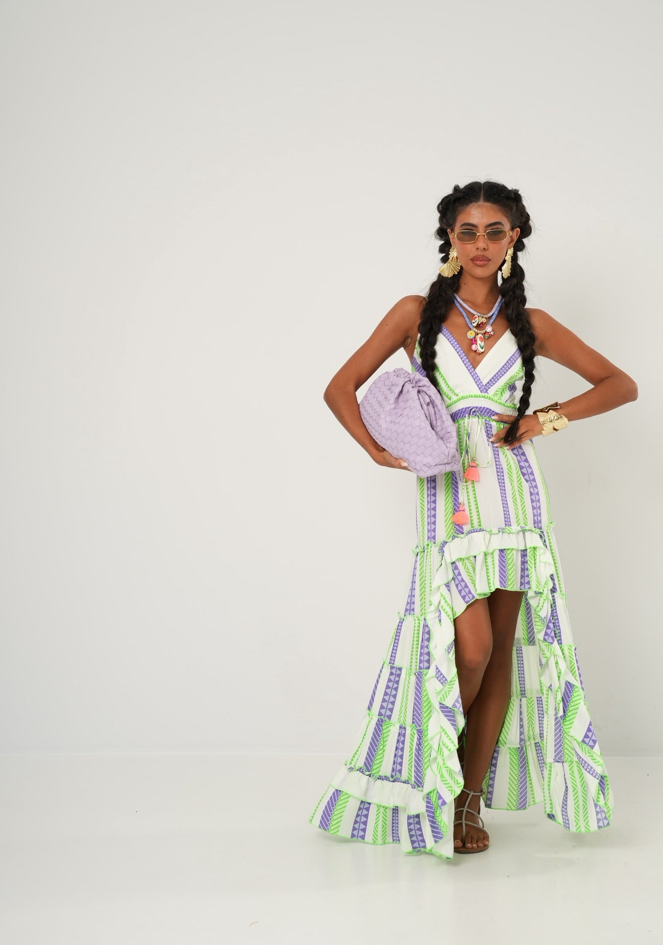 Vestito Dalila verde/viola