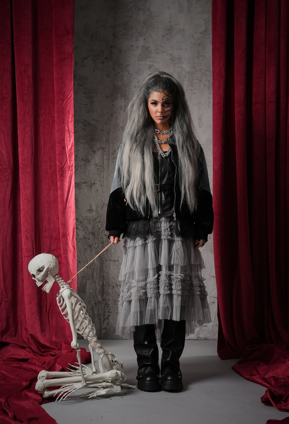 GIUBBINO IMBOTTITO PIZZO SCARY NERO/DENIM