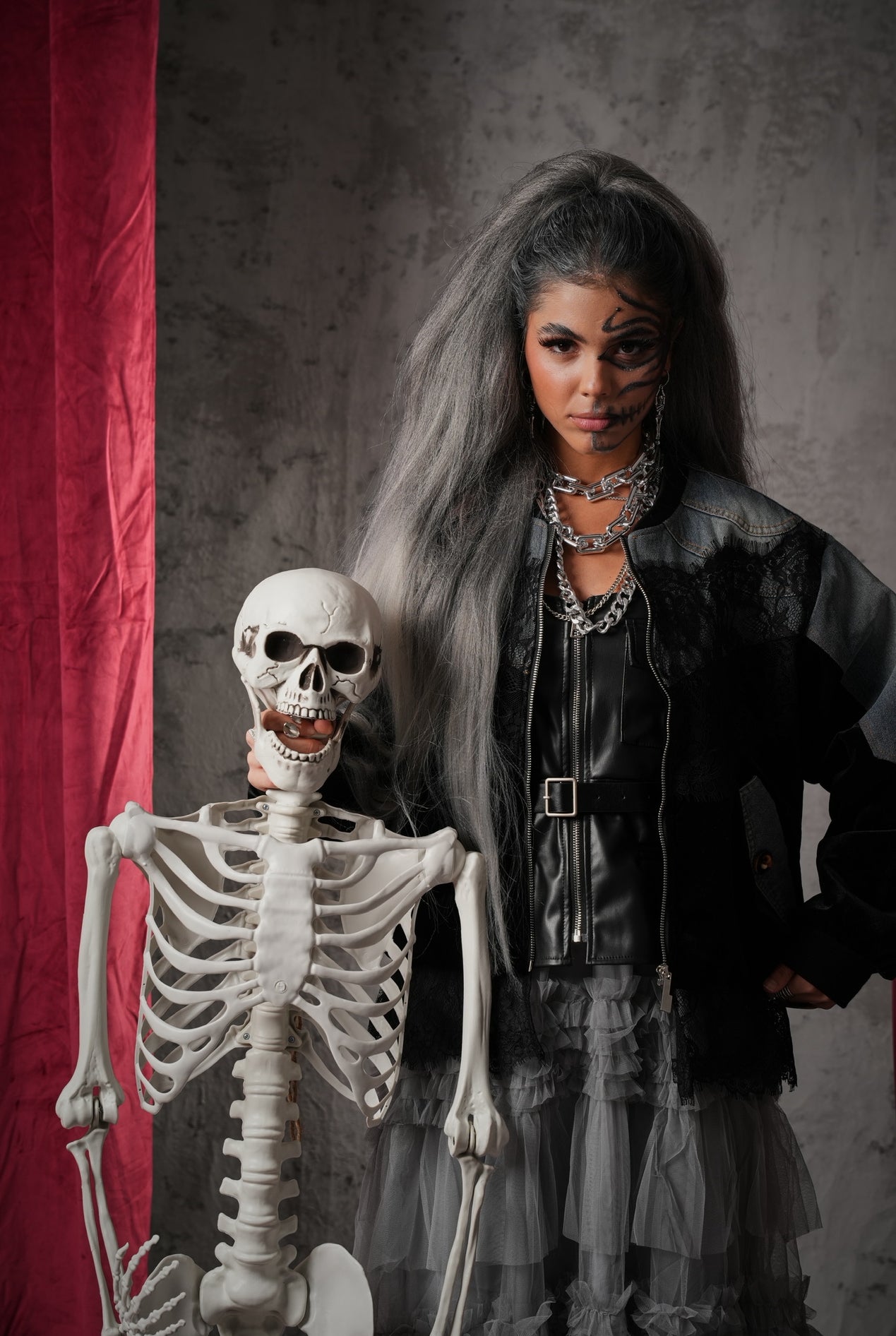 GIUBBINO IMBOTTITO PIZZO SCARY NERO/DENIM