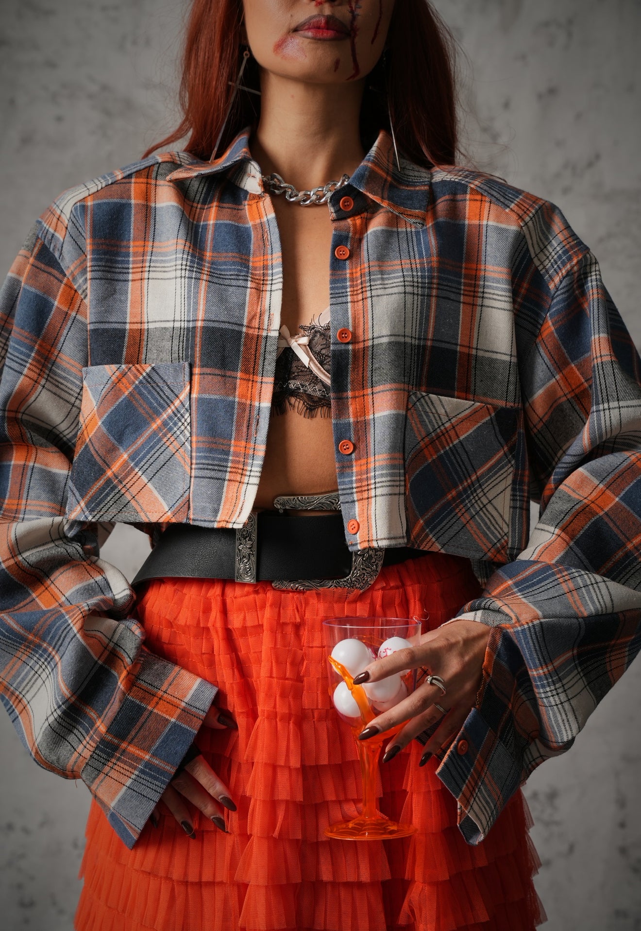 CAMICIA TARTAN PUMPKIN ARANCIO/BLU