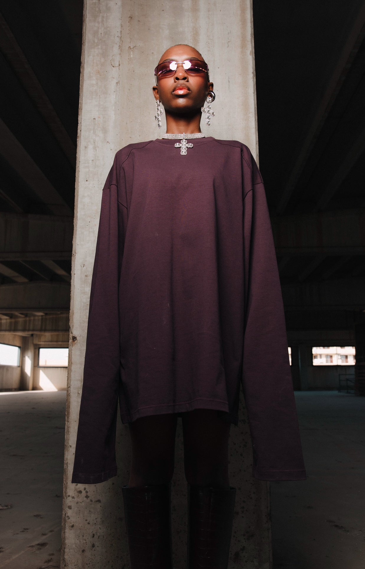 Maglia maniche lunghe Saturn vino