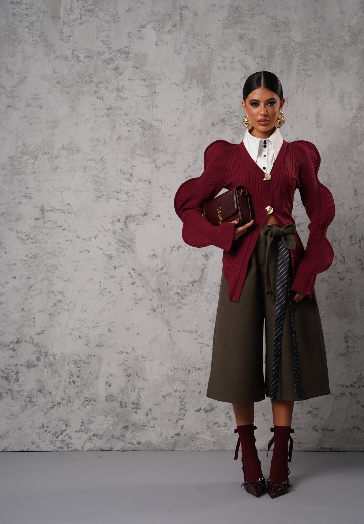 BERMUDA PANNO MADDALENA VERDE + CINTURA E CRAVATTA