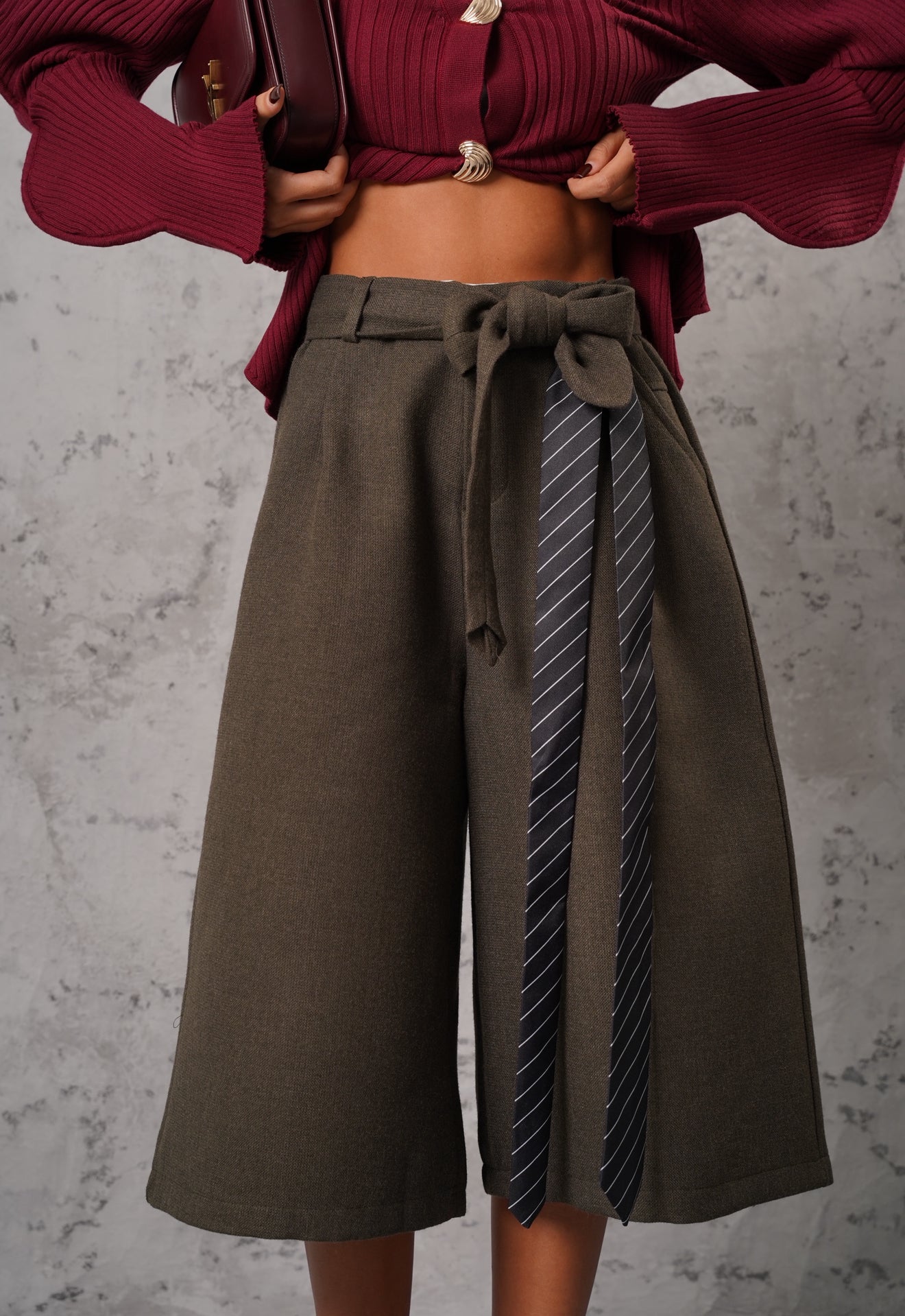 BERMUDA PANNO MADDALENA VERDE + CINTURA E CRAVATTA