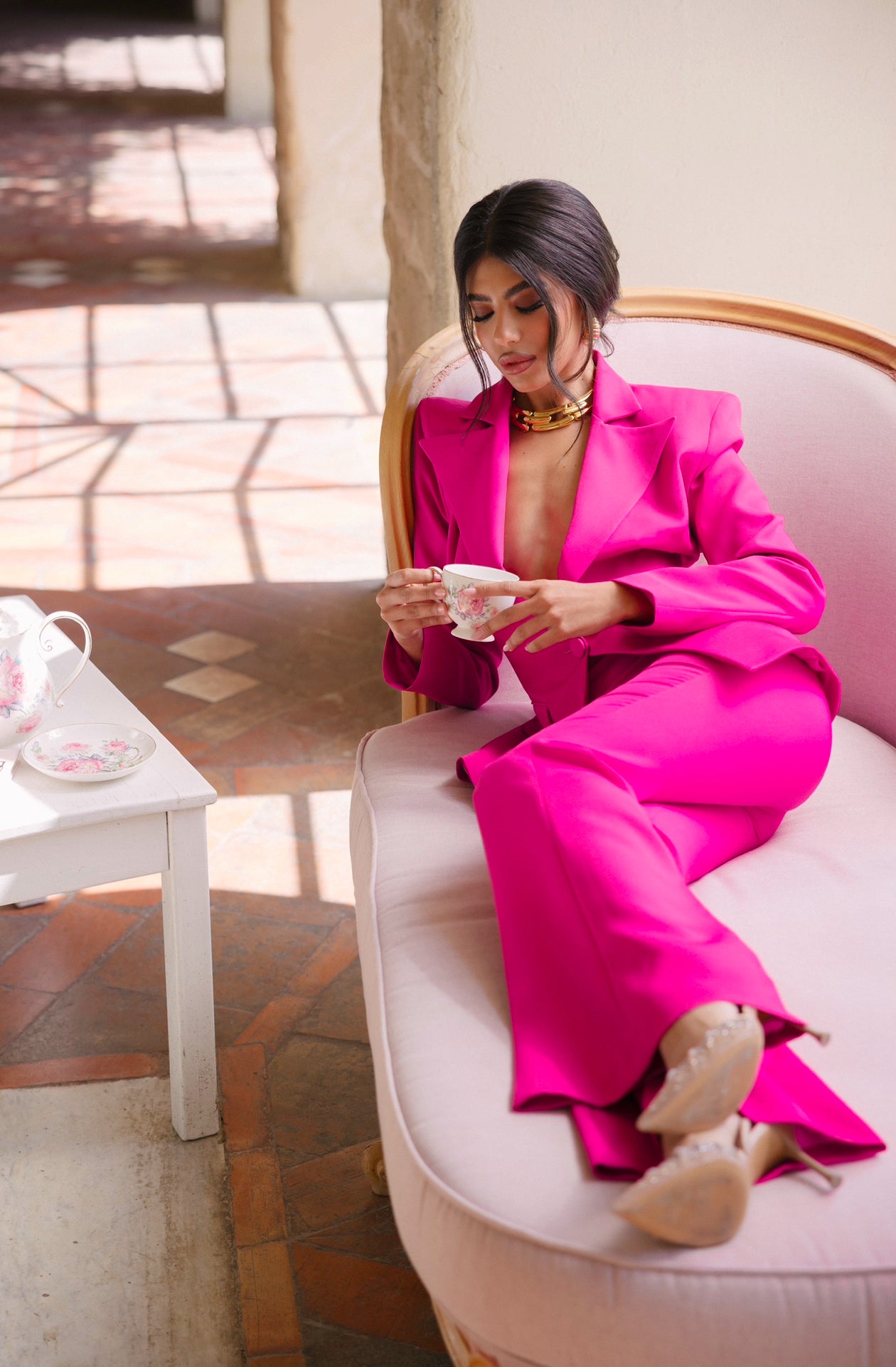 Pantaloni zampa Cocumella fucsia