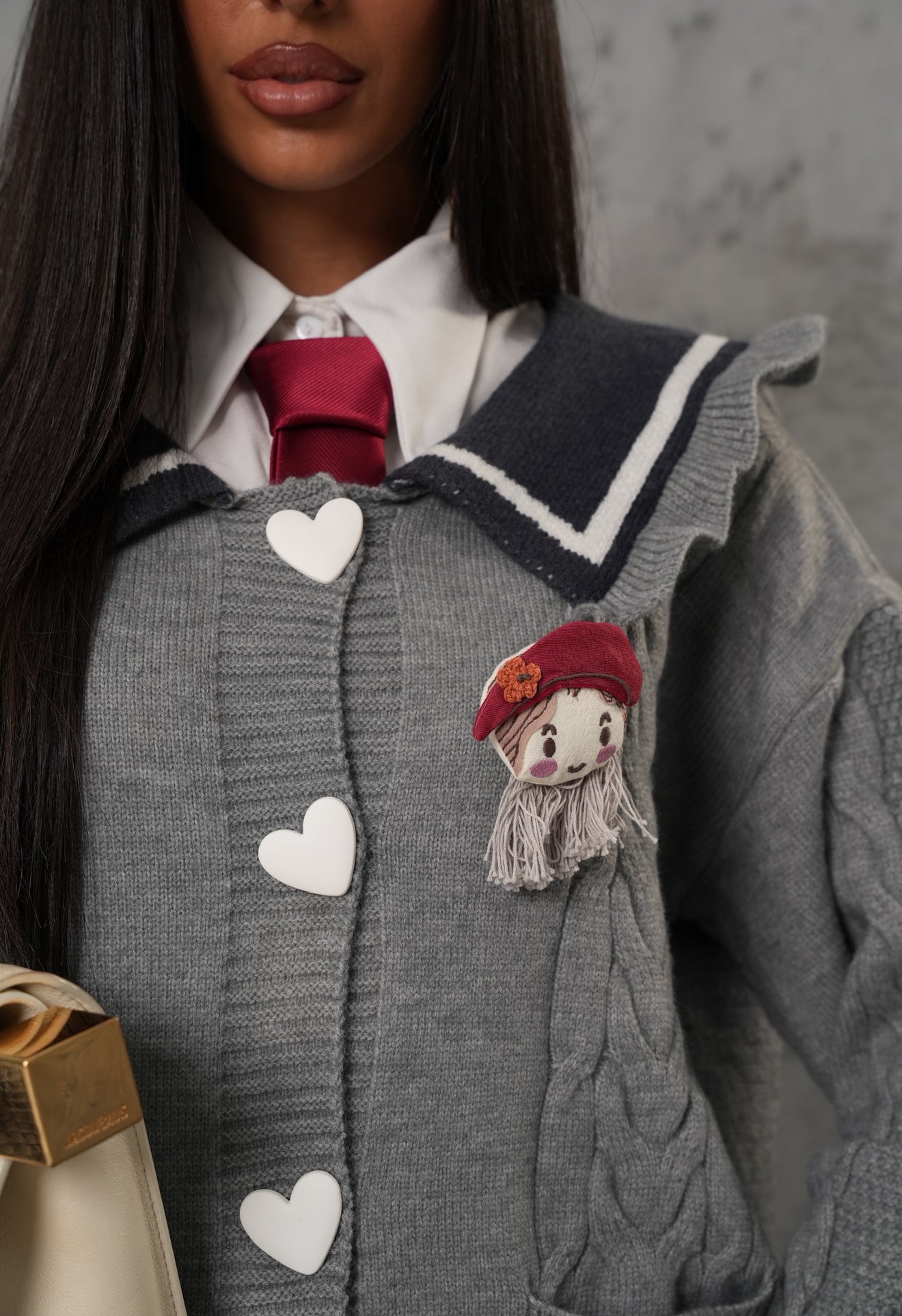 CARDIGAN ROUCHES EVISA GRIGIO