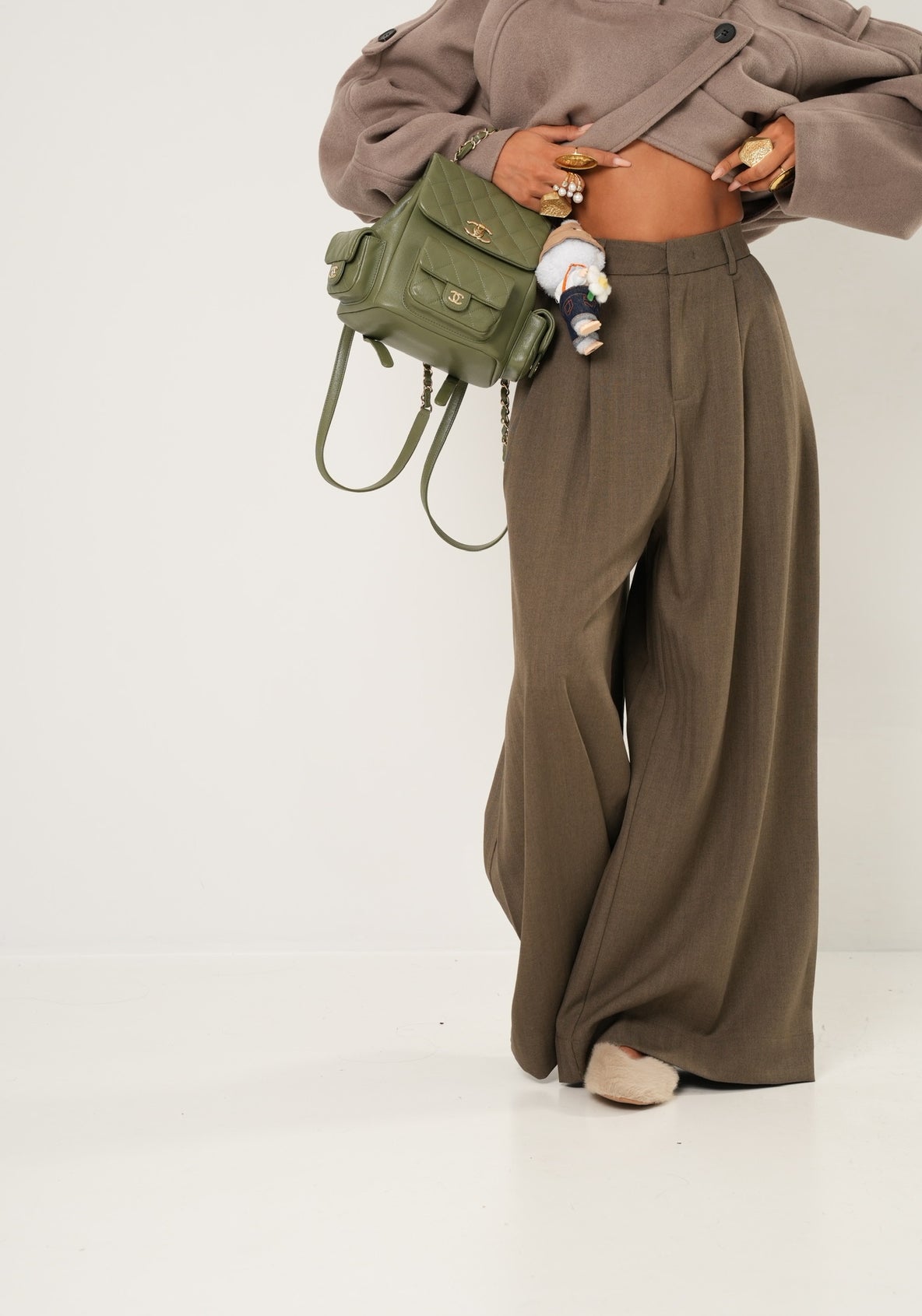 PANTALONI FLARIS FANGO