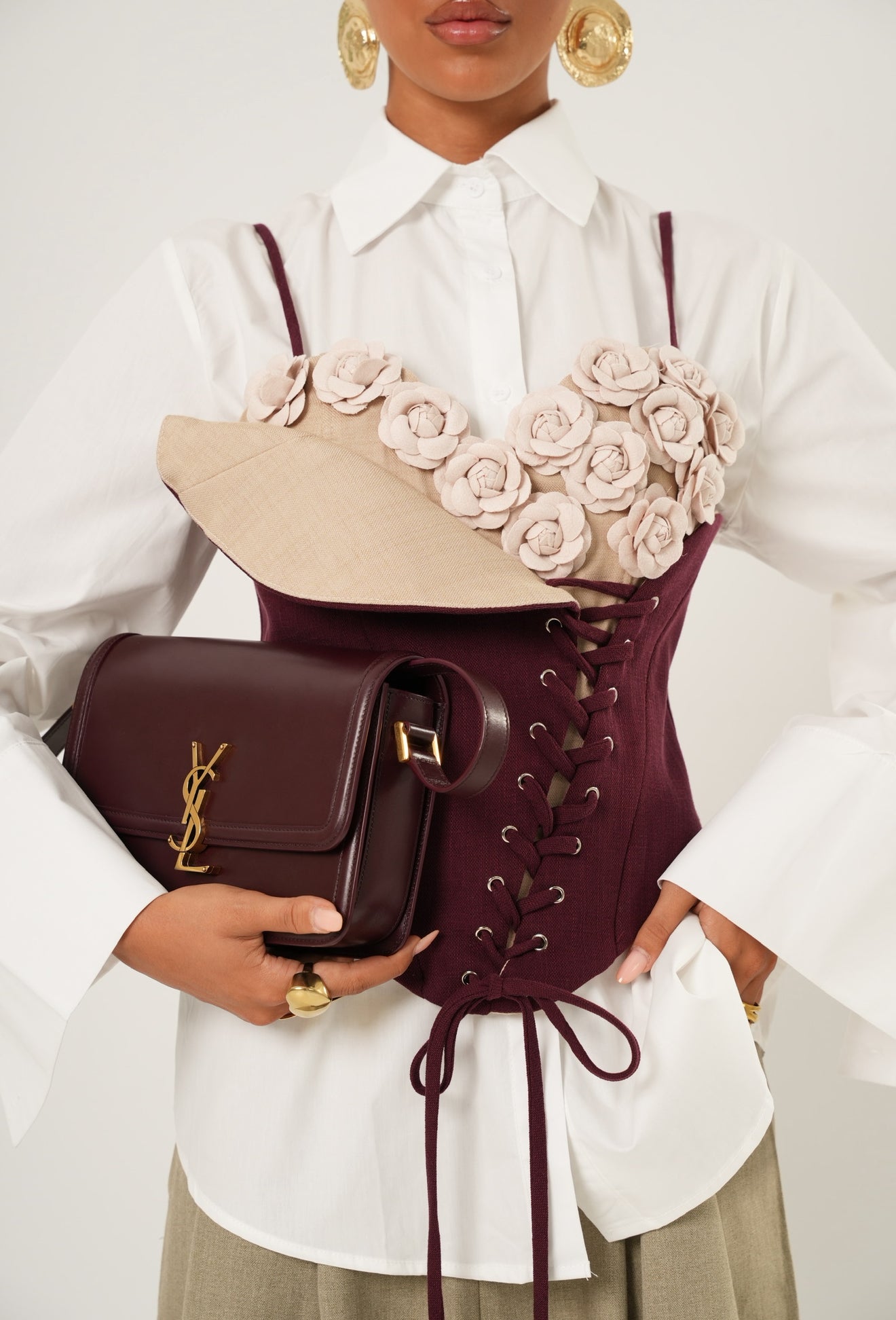 Corsetto fiorato Nayla bordeaux