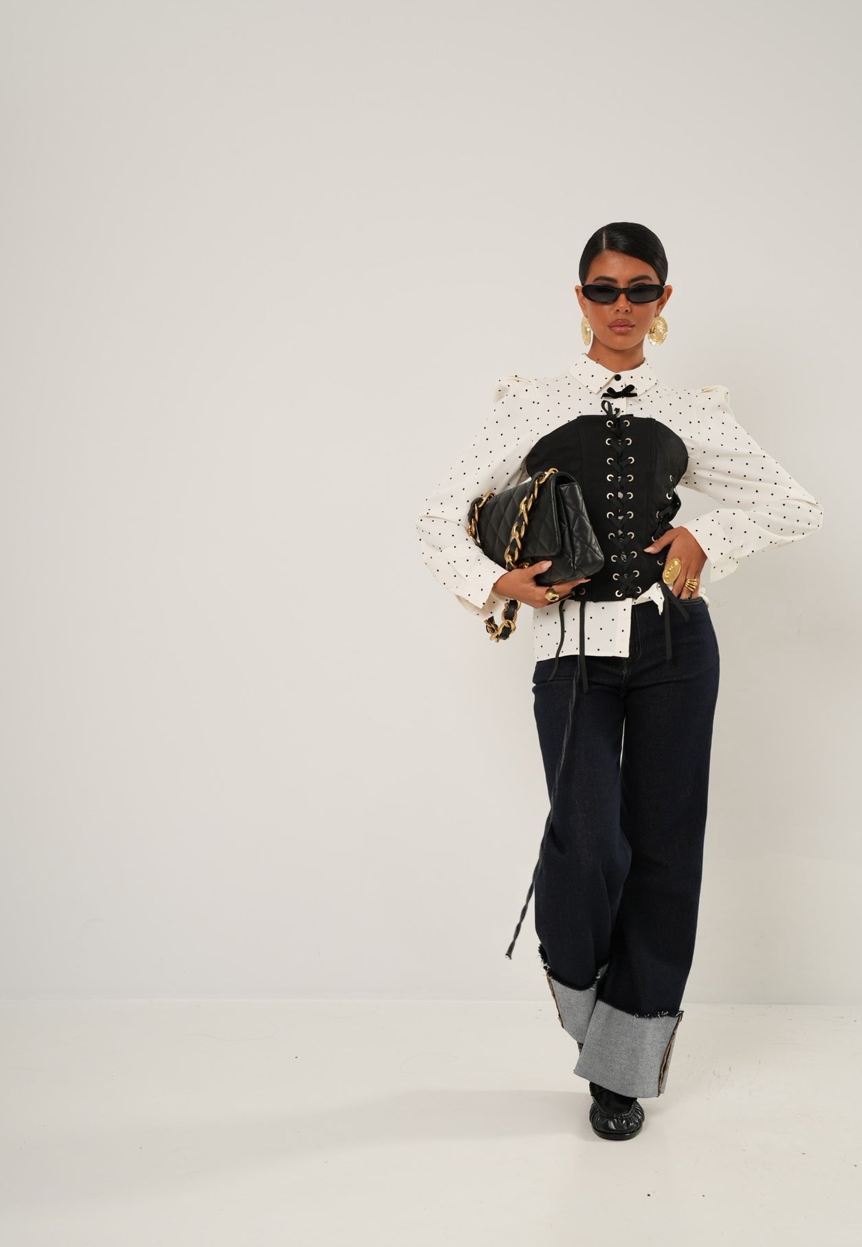 Jeans piegone Carol denim scuro