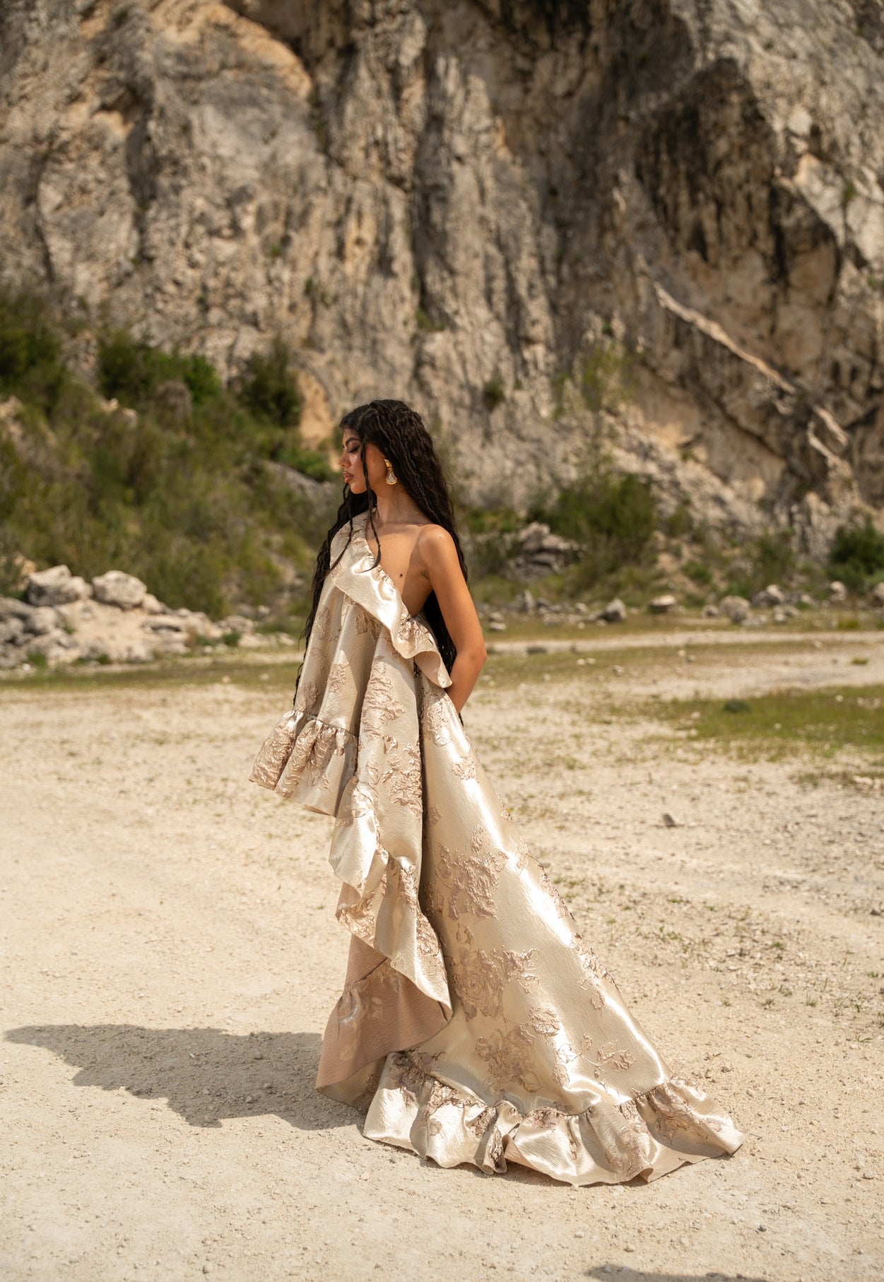 Vestito monospalla Lacrimosa jacquard