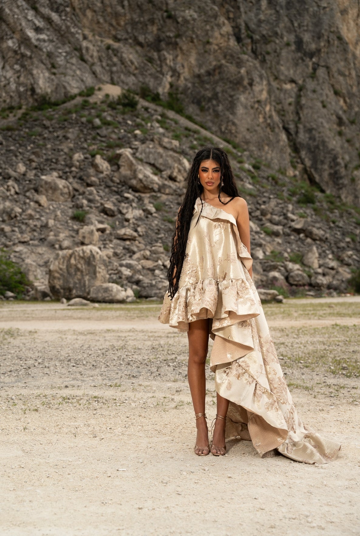 Vestito monospalla Lacrimosa jacquard