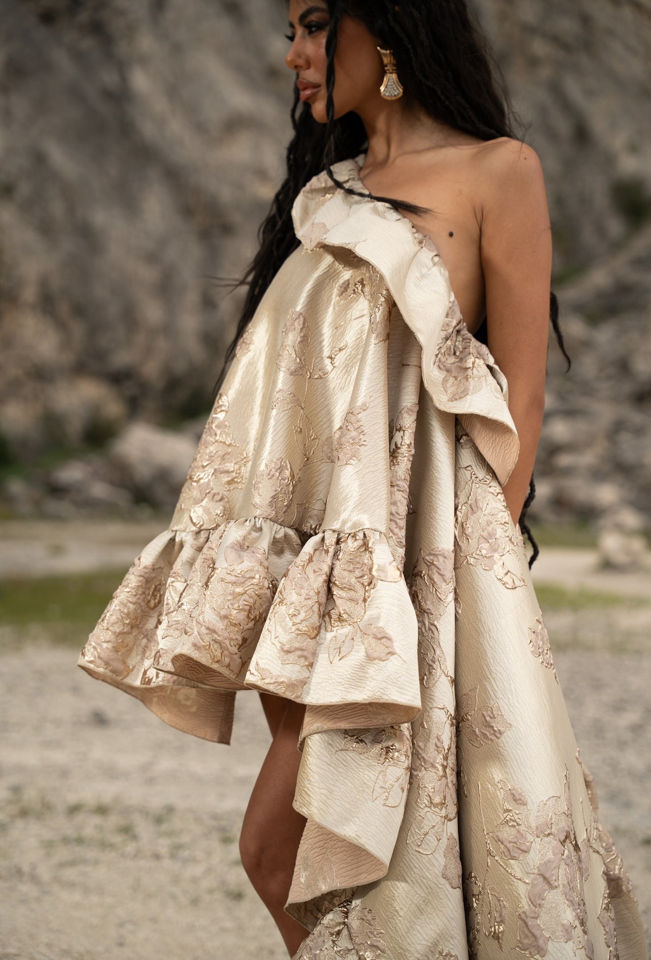 Vestito monospalla Lacrimosa jacquard