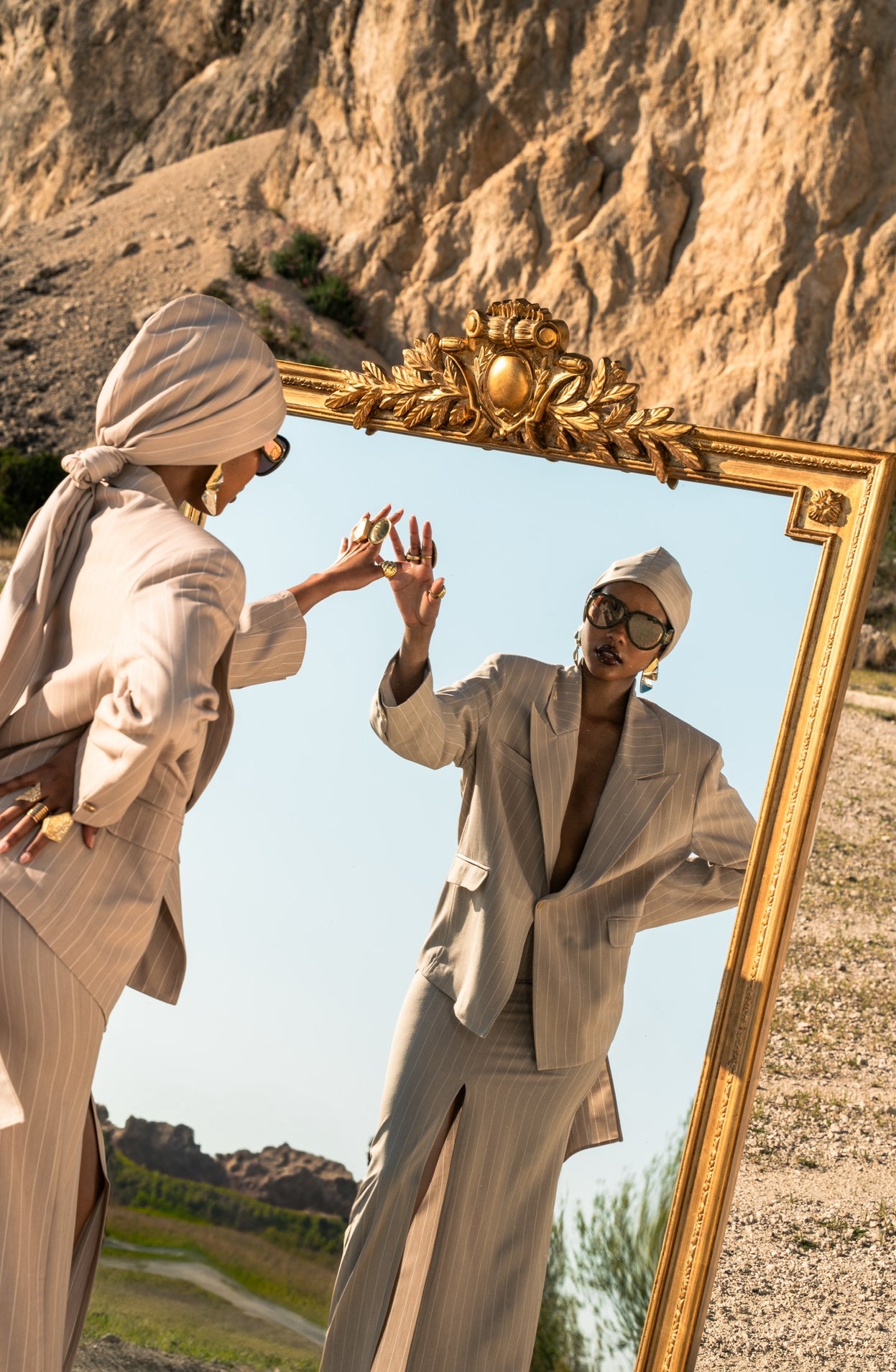 Blazer gessato Spaccanapoli beige