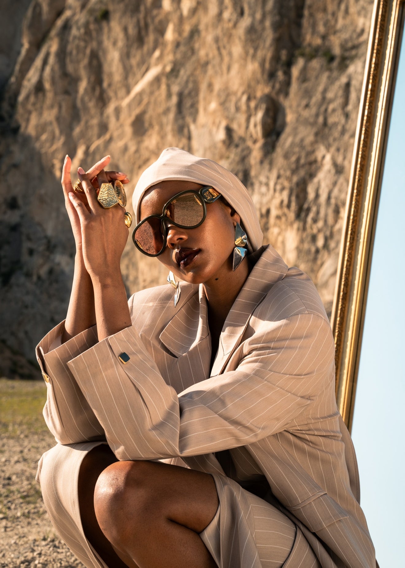 Blazer gessato Spaccanapoli beige