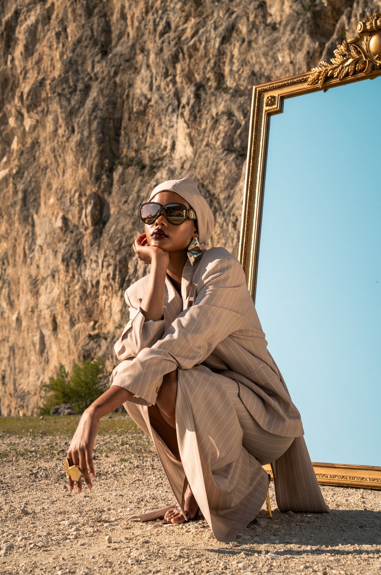 Blazer gessato Spaccanapoli beige