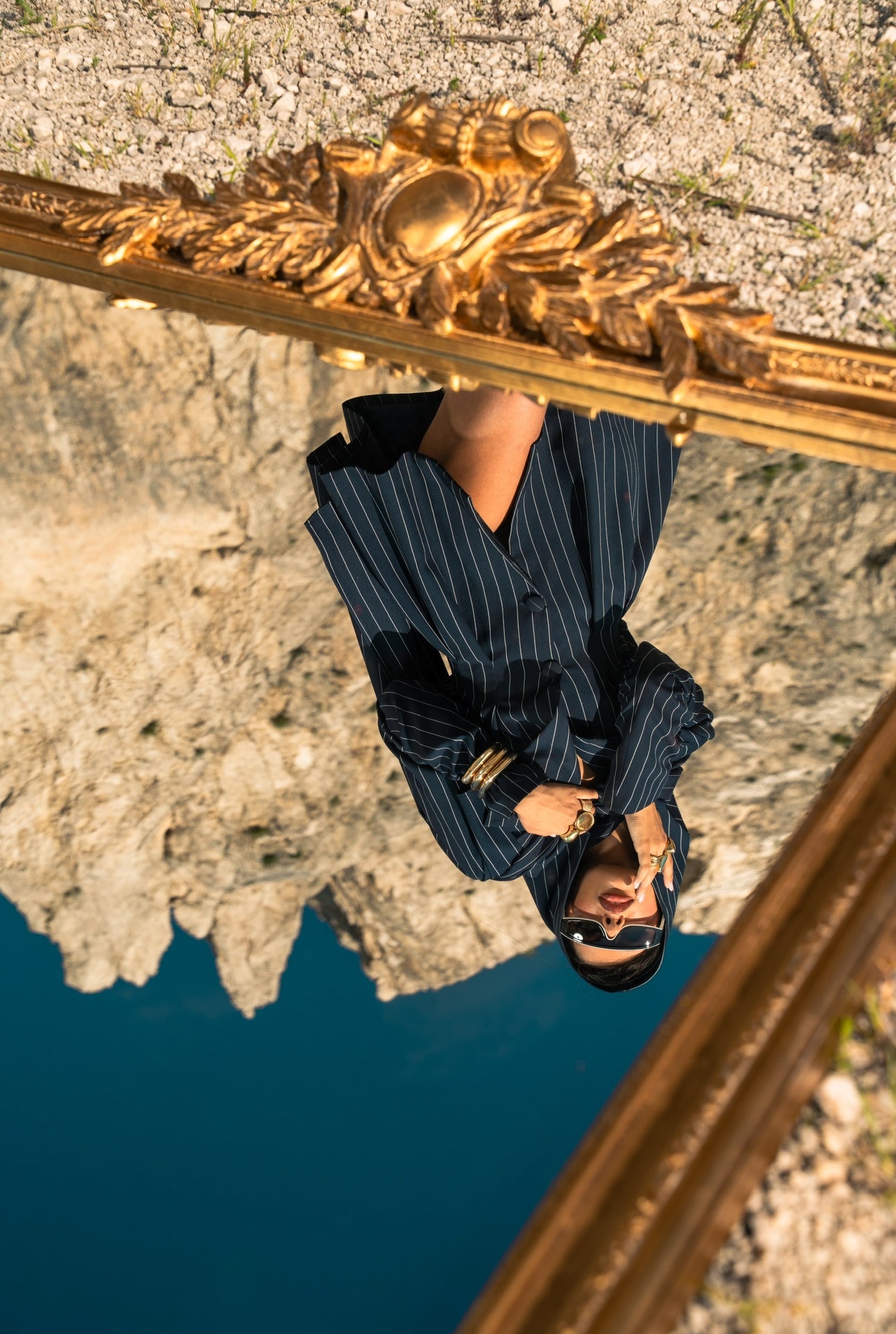 Vestito/Giacca gessato Kora blu