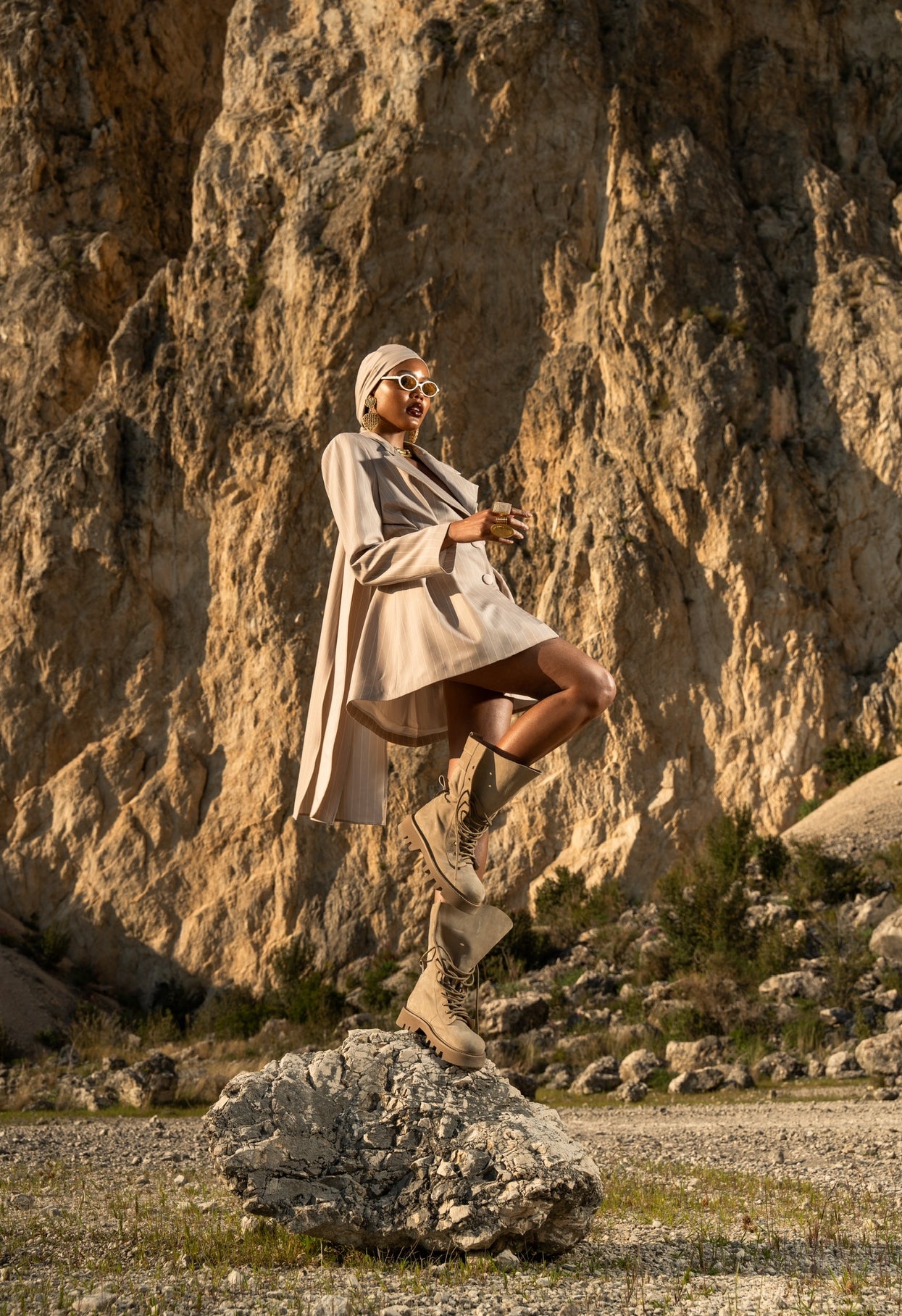 Vestito/Giacca gessato Kora beige