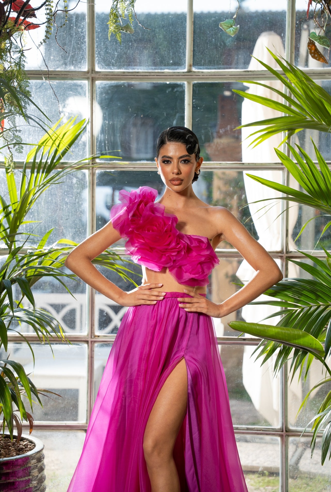 Vestito Vivy's Wedding fucsia 100% SETA