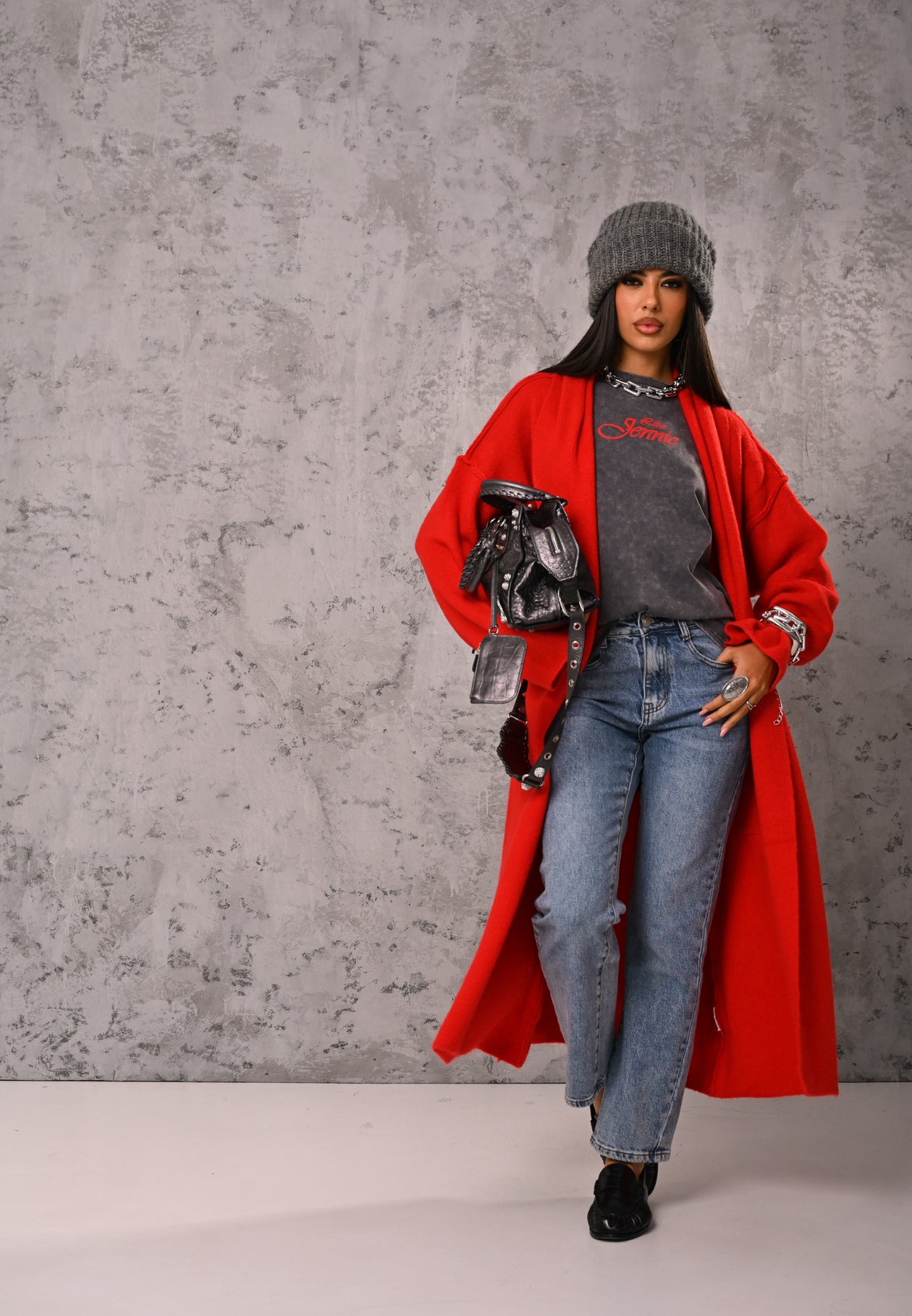 CARDIGAN LUNGO WINTER ROSSO