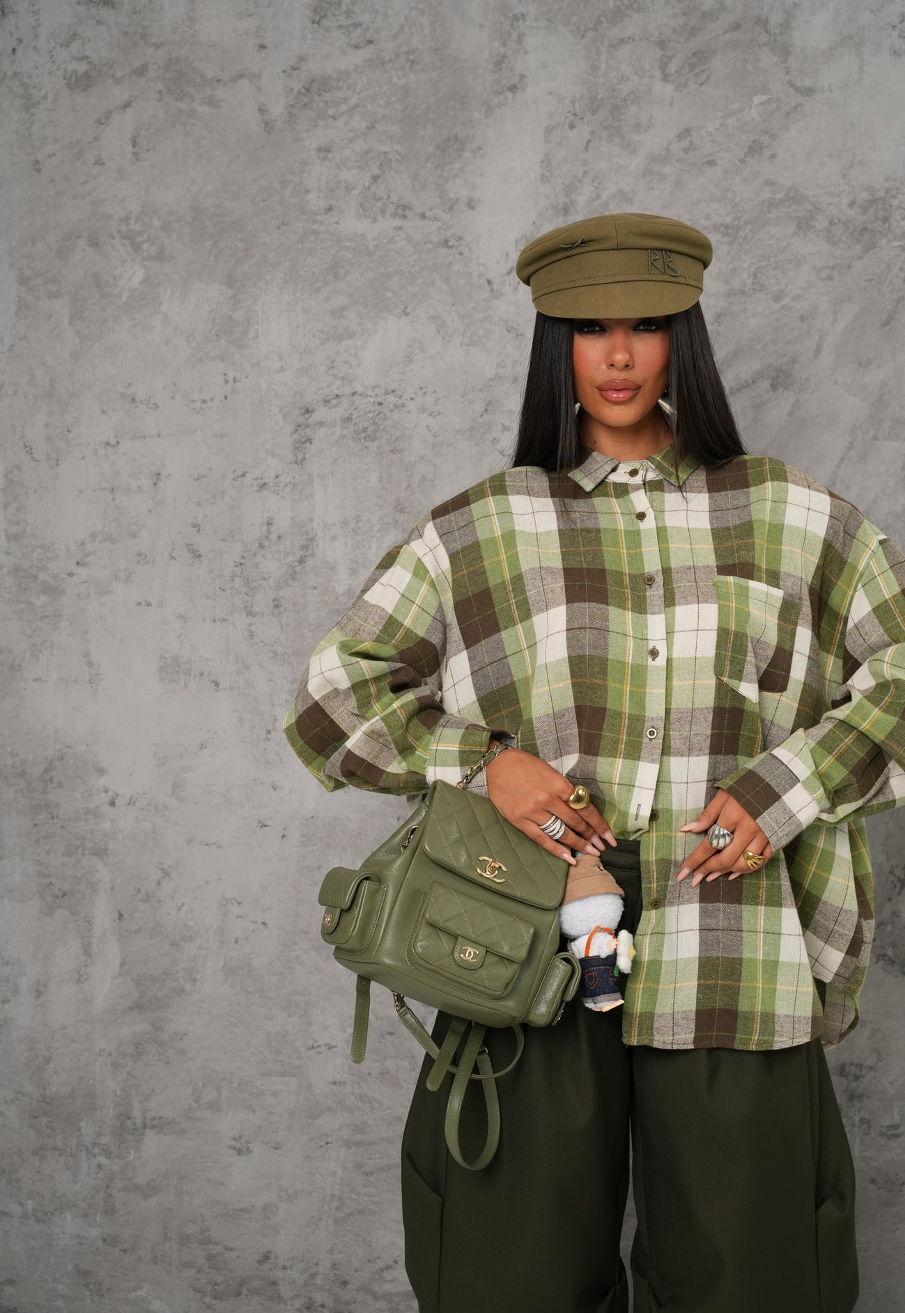 Camicia quadri Saphira marrone/verde