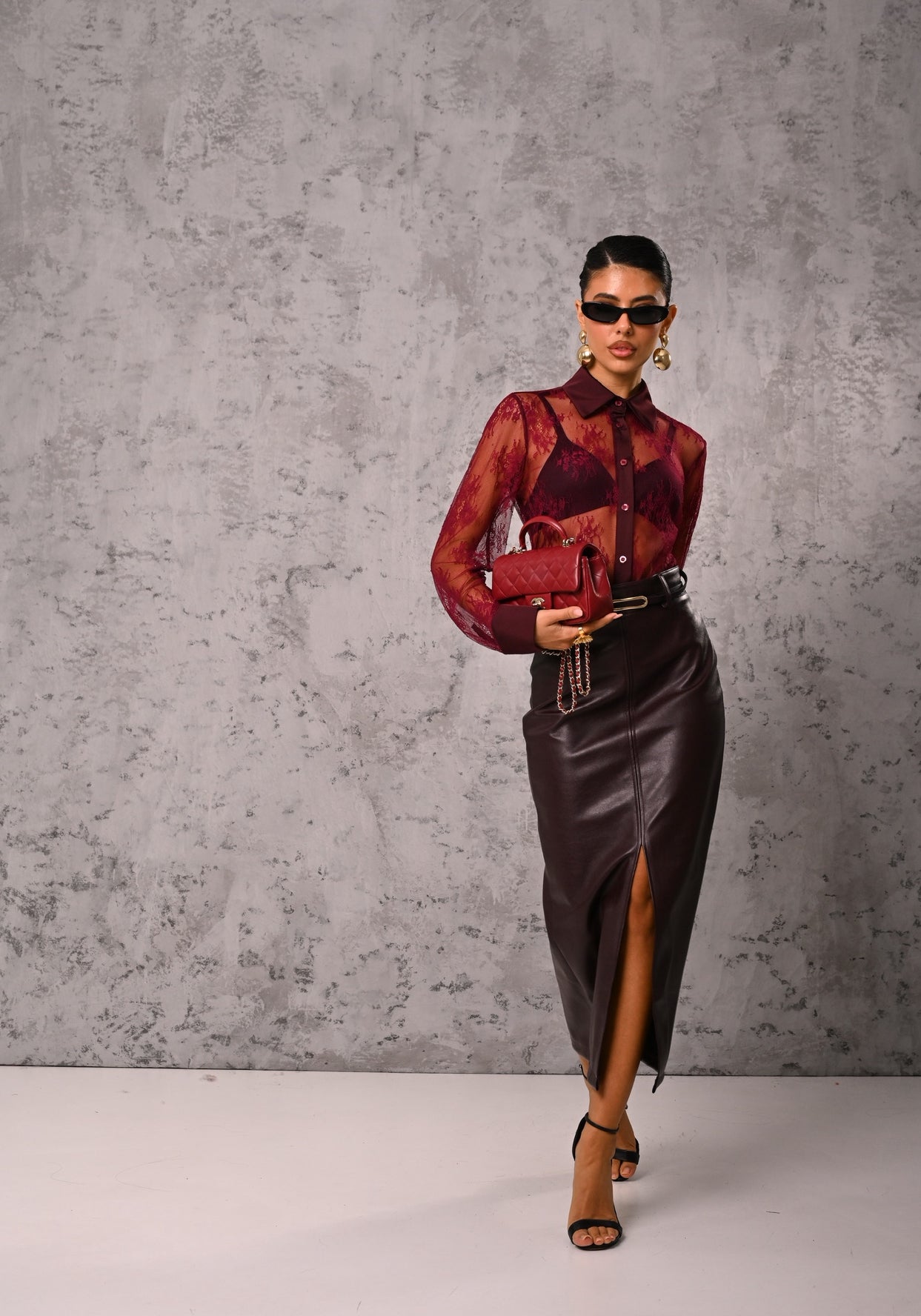 CAMICIA PIZZO BROOKE 2.0 BORDEAUX BY LUMINA