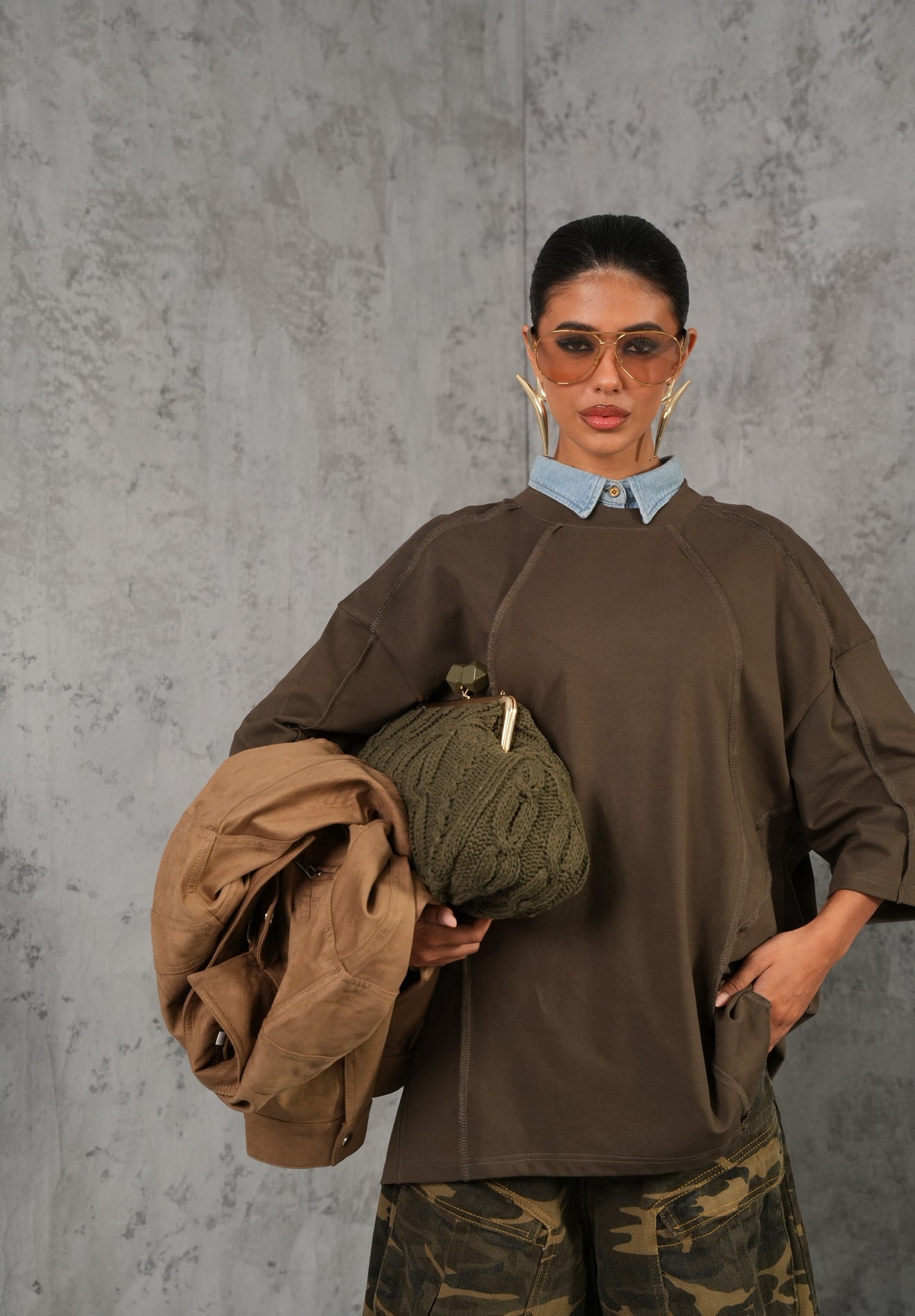 T-shirt cuciture Aurora testa di moro