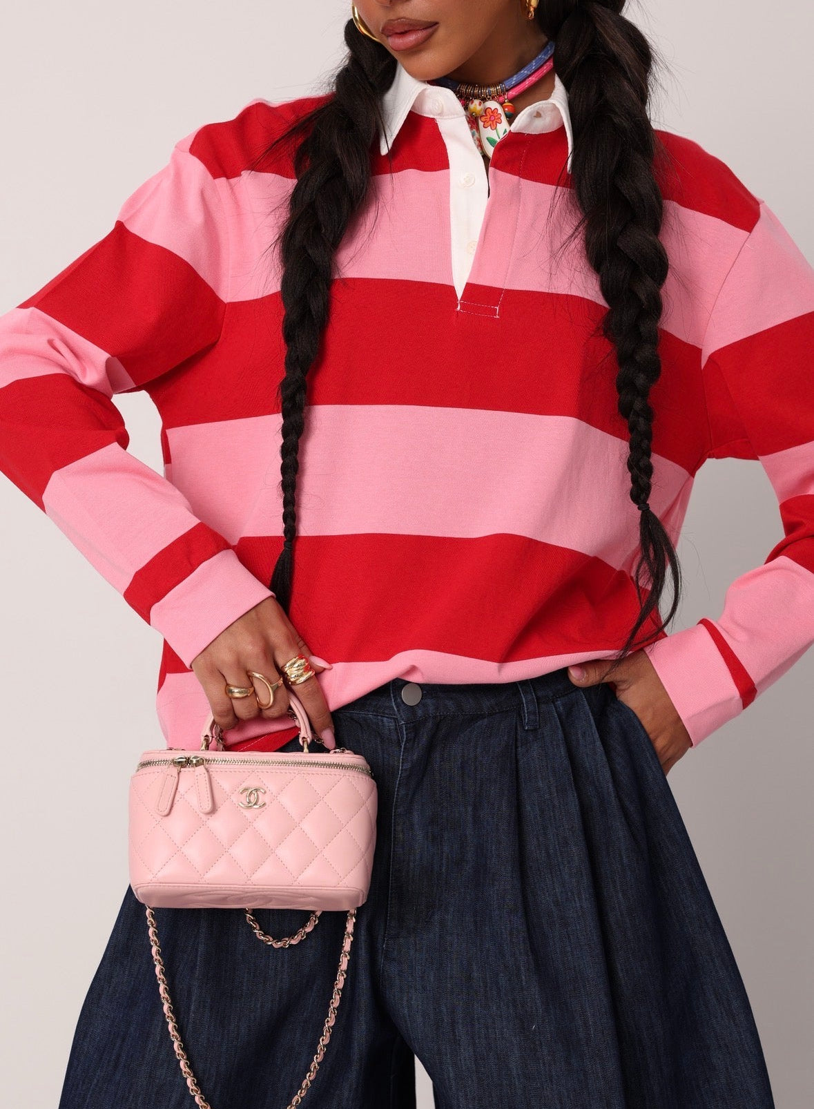 POLO RIGHE YVONNE ROSSA/ROSA