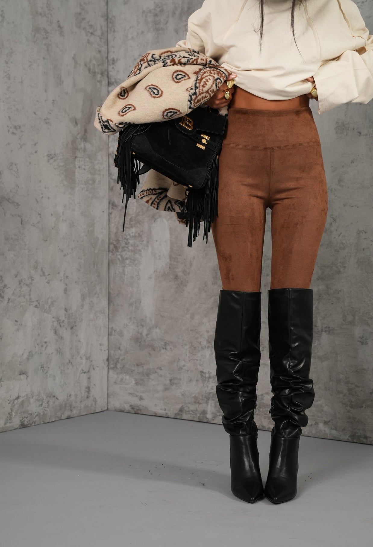 Leggings ecocamoscio Valery marrone