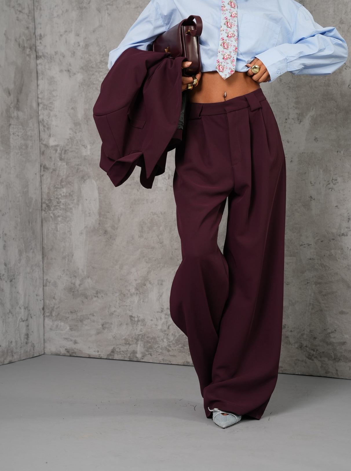 Pantaloni palazzo Lolly vino by Lumina