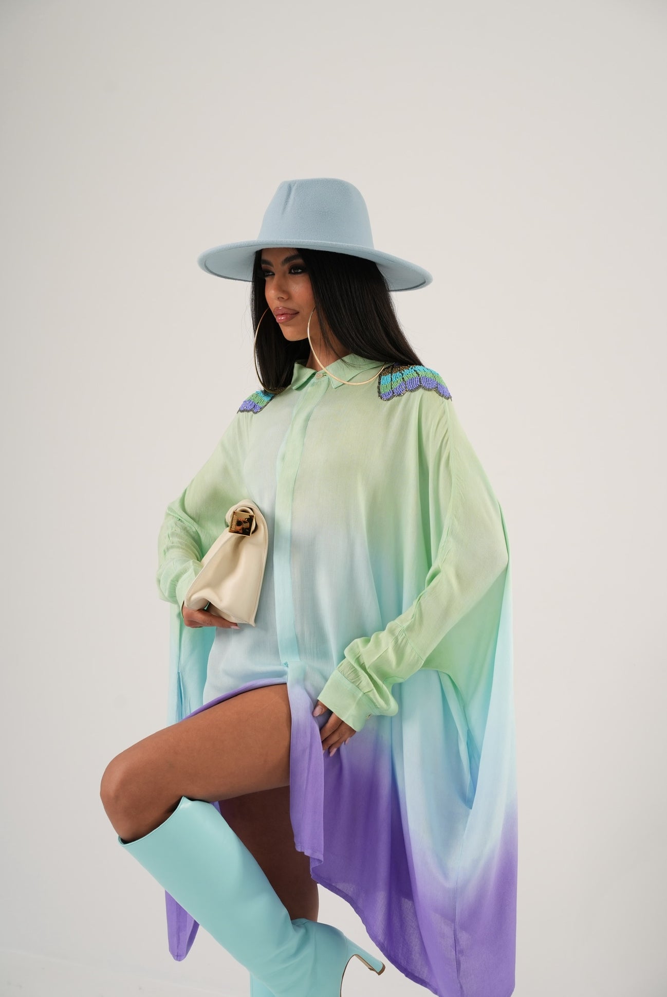 Vestito sfumato Marivy acqua