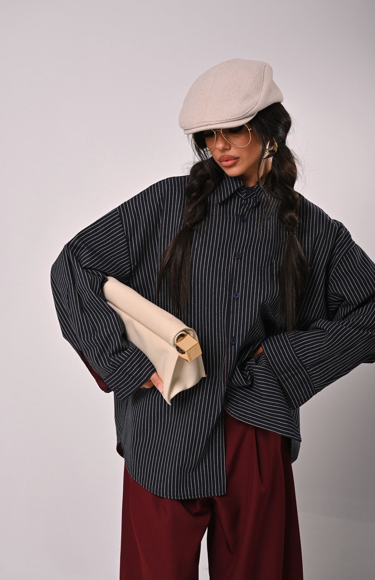 CAMICIA LEANDRA BORDEAUX DOUBLE FACE