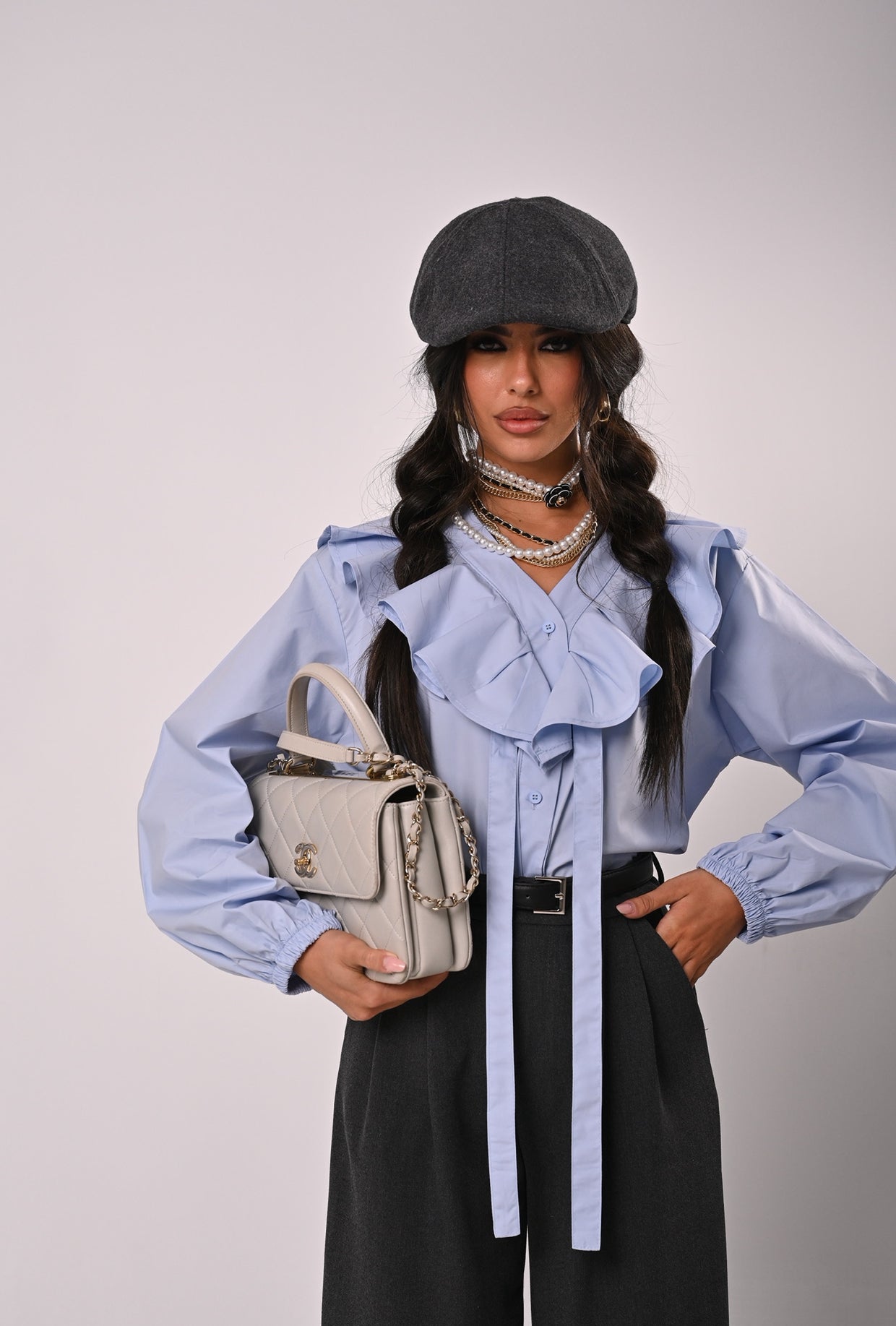 CAMICIA ROUCHES WOLFY AZZURRA