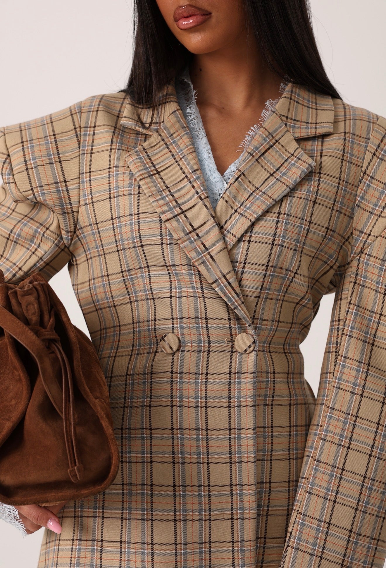 BLAZER QUADRI MALIBU' BEIGE