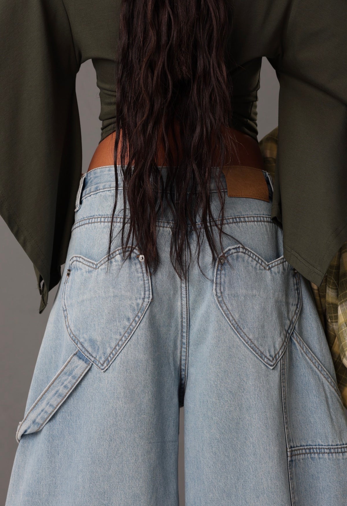 JEANS BALLOON TASCHE CUORI DENIM CHIARO