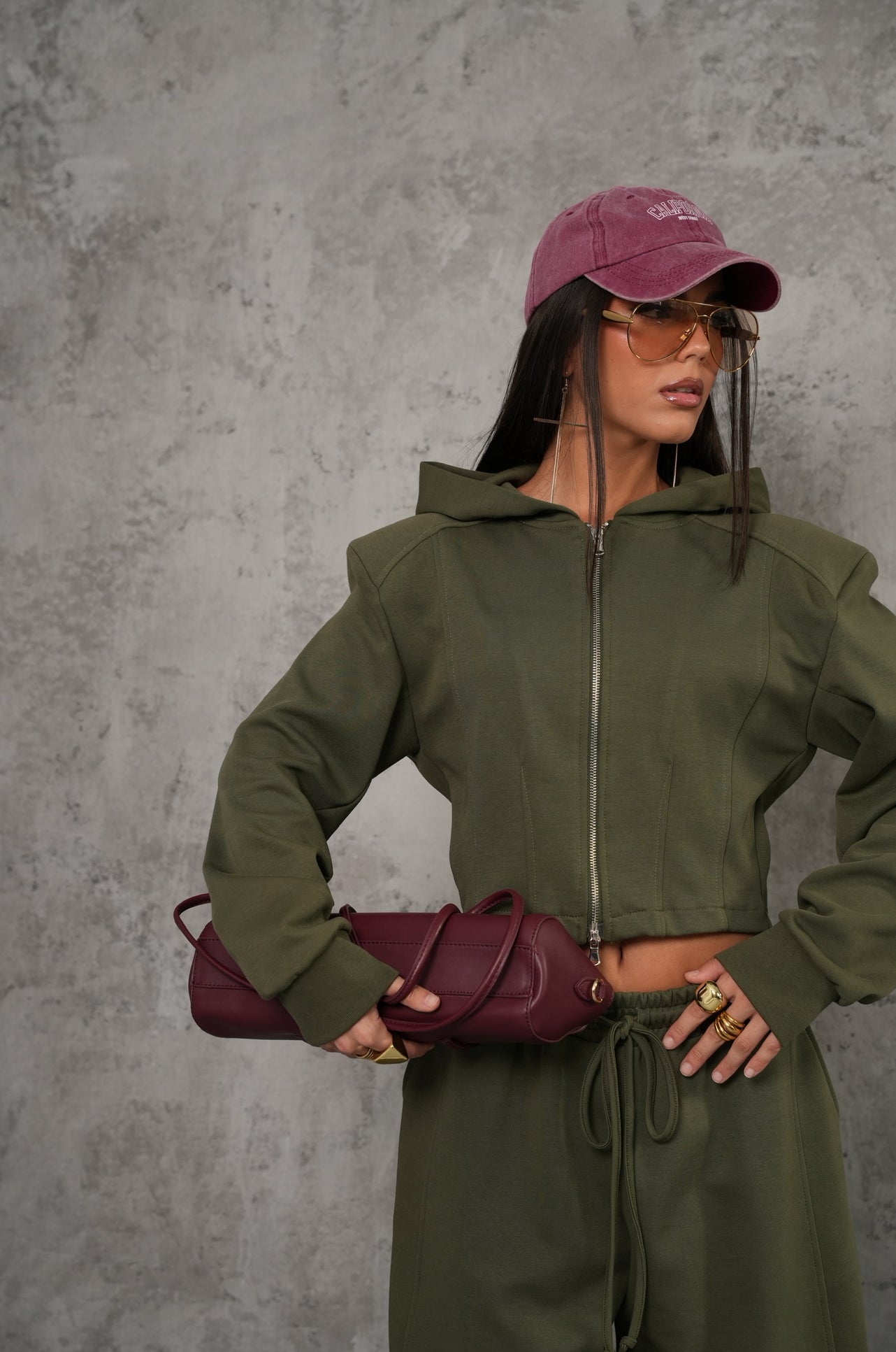 Felpina crop Svea verde militare By Lumina