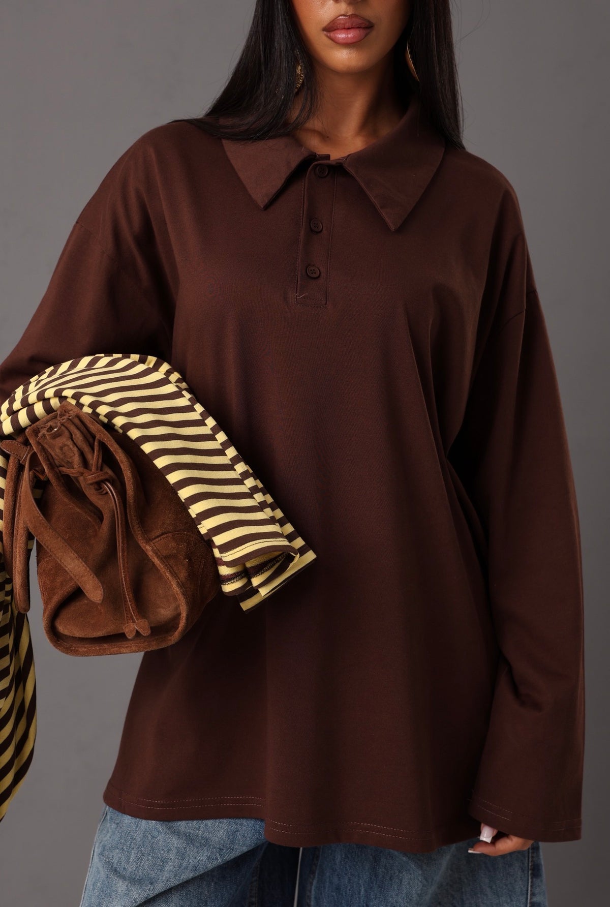POLO MANICHE LUNGHE MAILA MARRONE