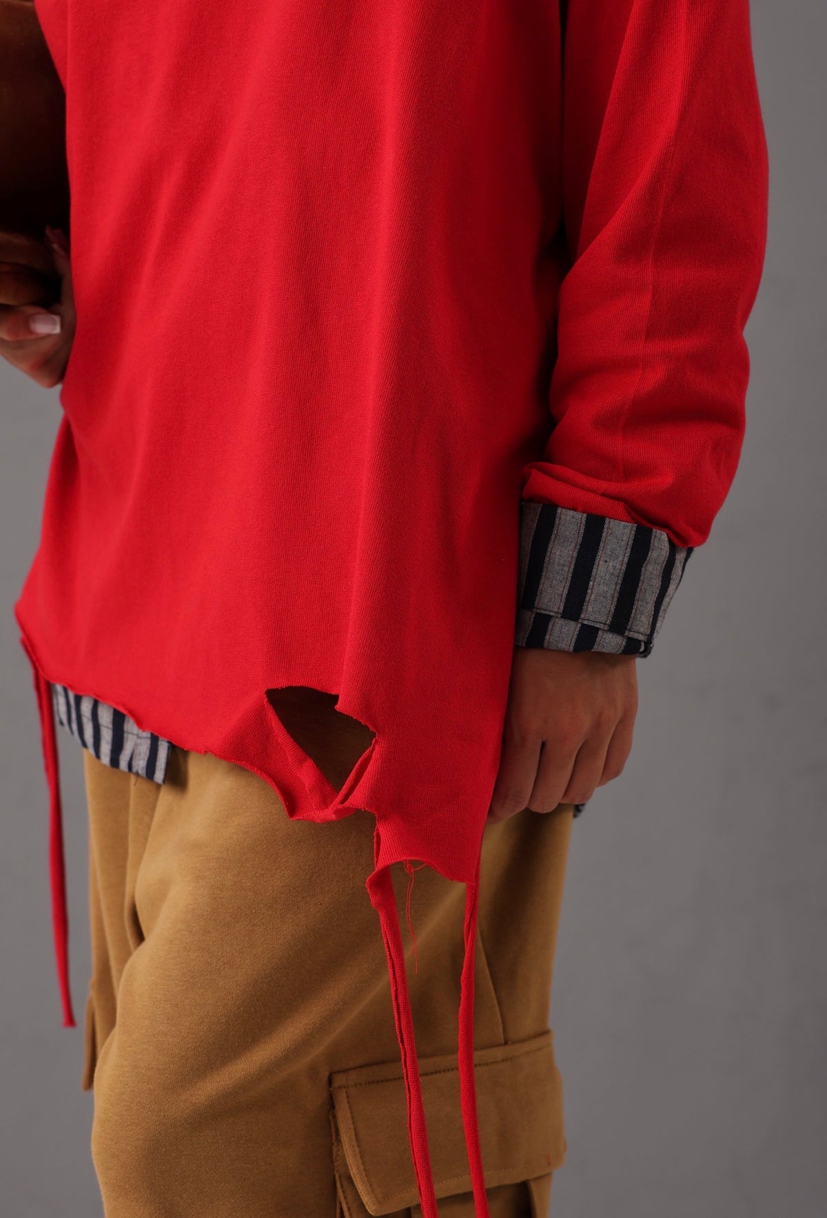 MAGLIA MANICHE LUNGHE CLARISSA ROSSA 100% COTONE