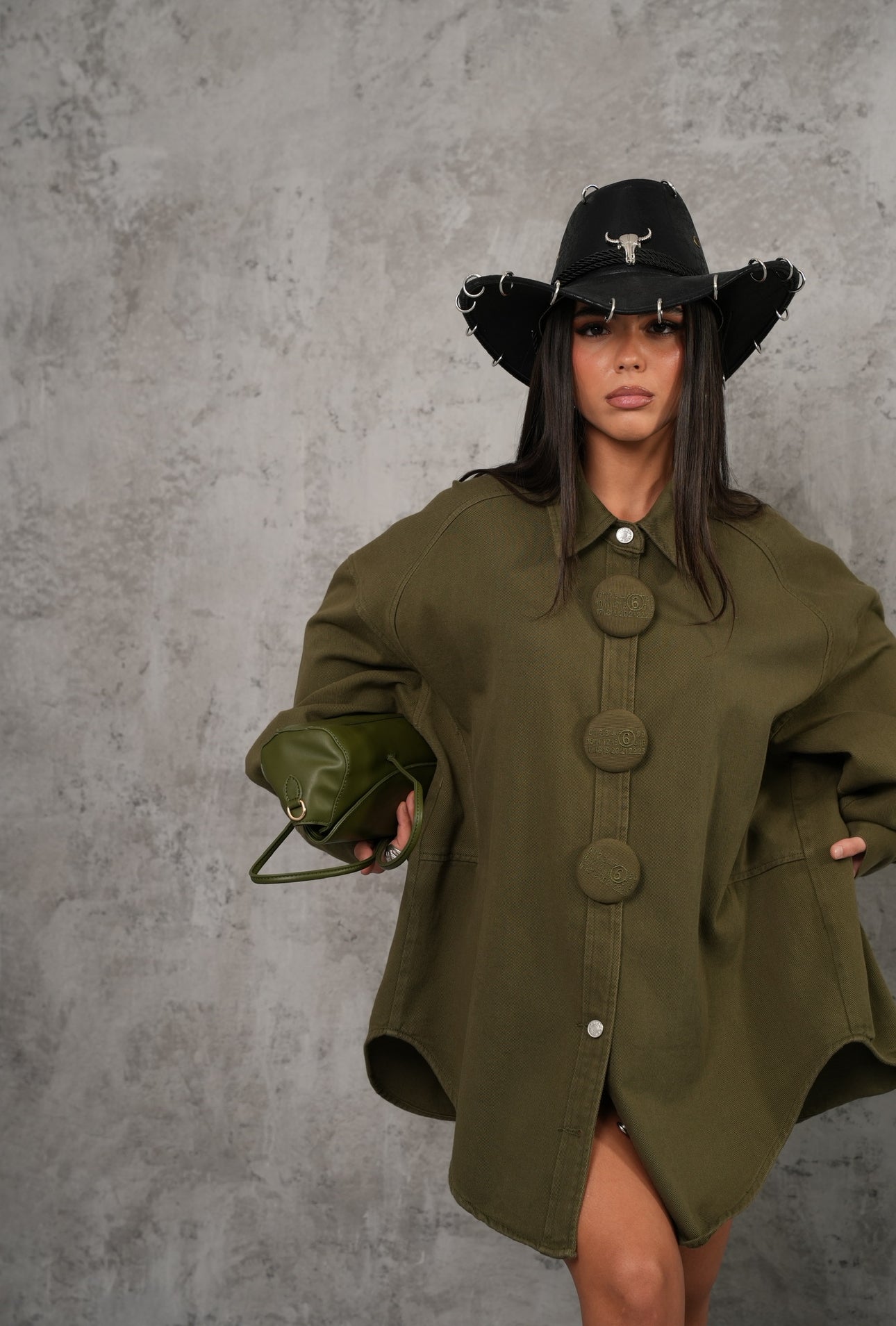 Camicia over-size Zayla verde militare
