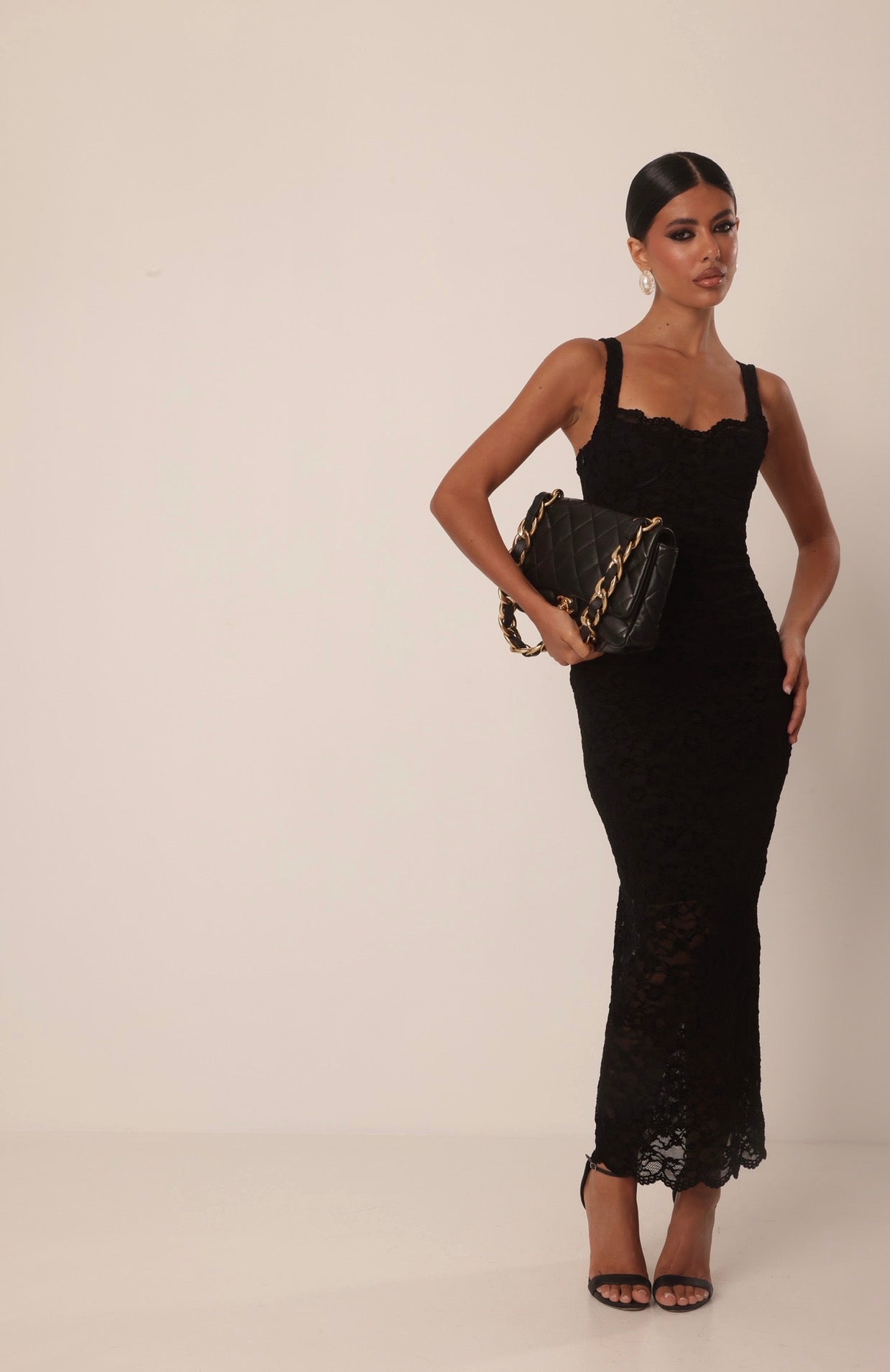 VESTITO PIZZO ROMANTICA NERO