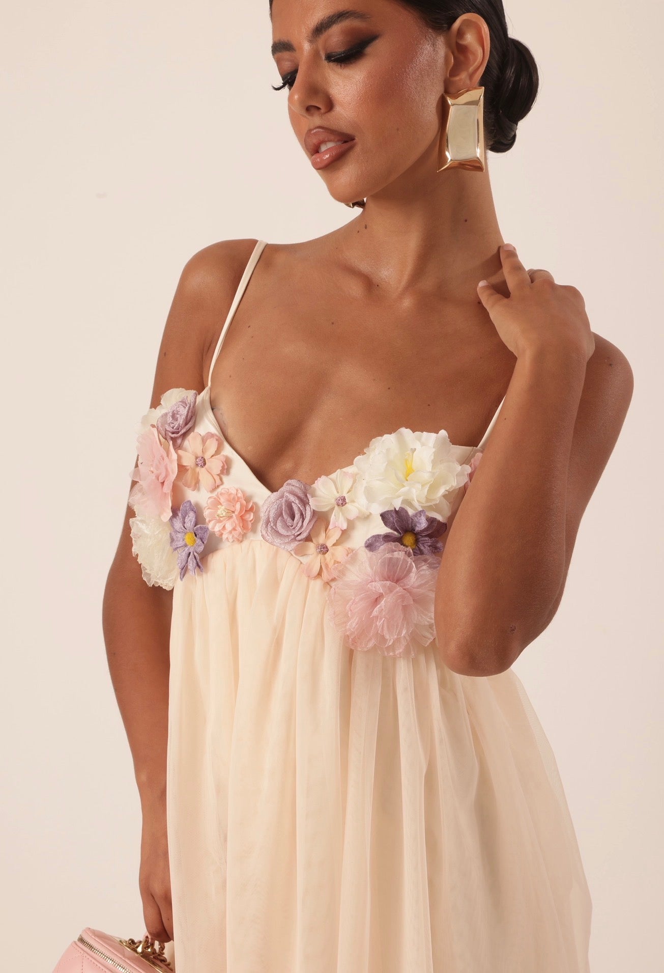 VESTITO FIORI MAIORI PANNA
