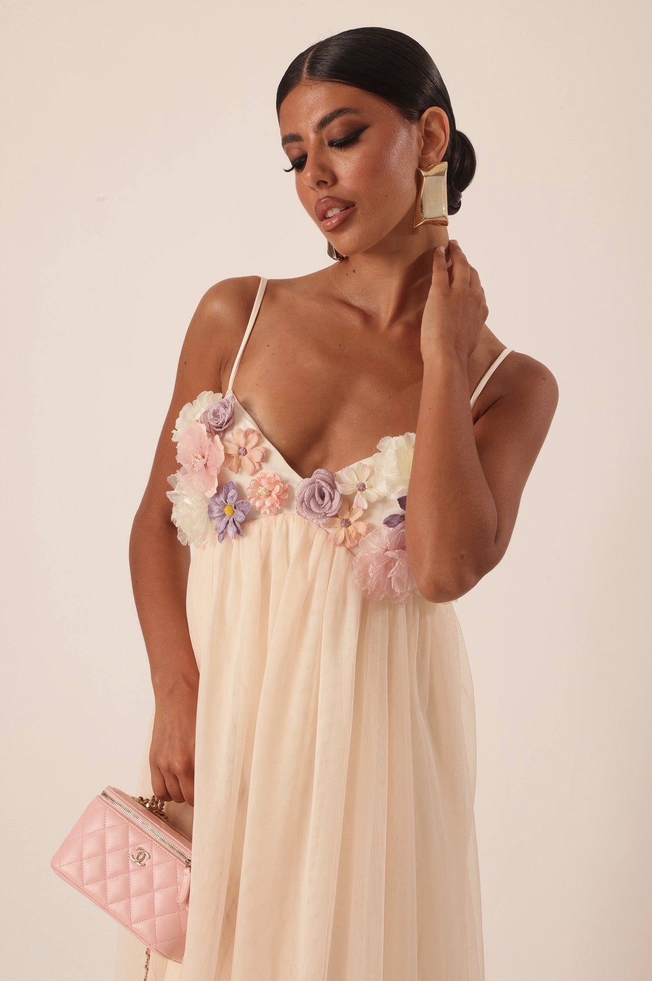 VESTITO FIORI MAIORI PANNA