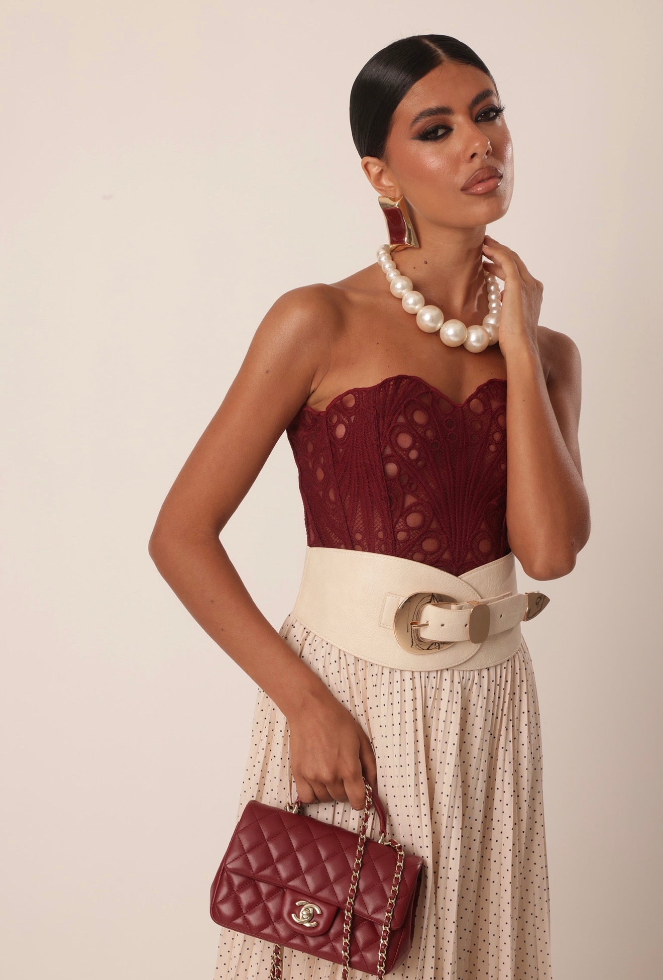 CORSETTO STRINGHE SIDNEY BORDEAUX