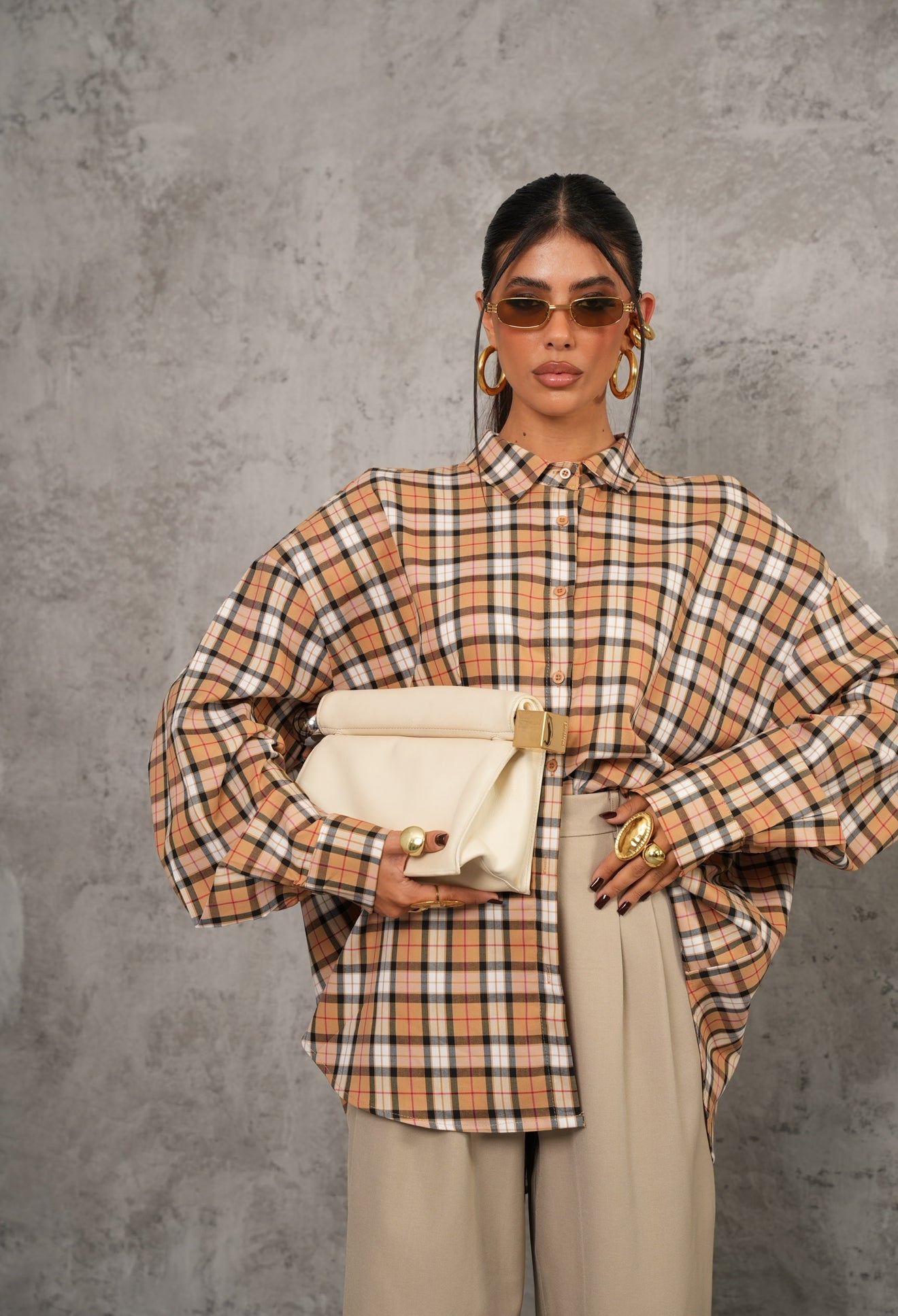 Camicia quadretti Sally beige