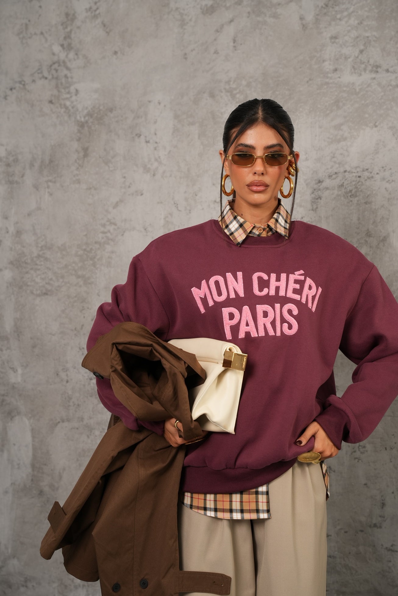 Felpa Mon Cherì Paris borgogna/rosa