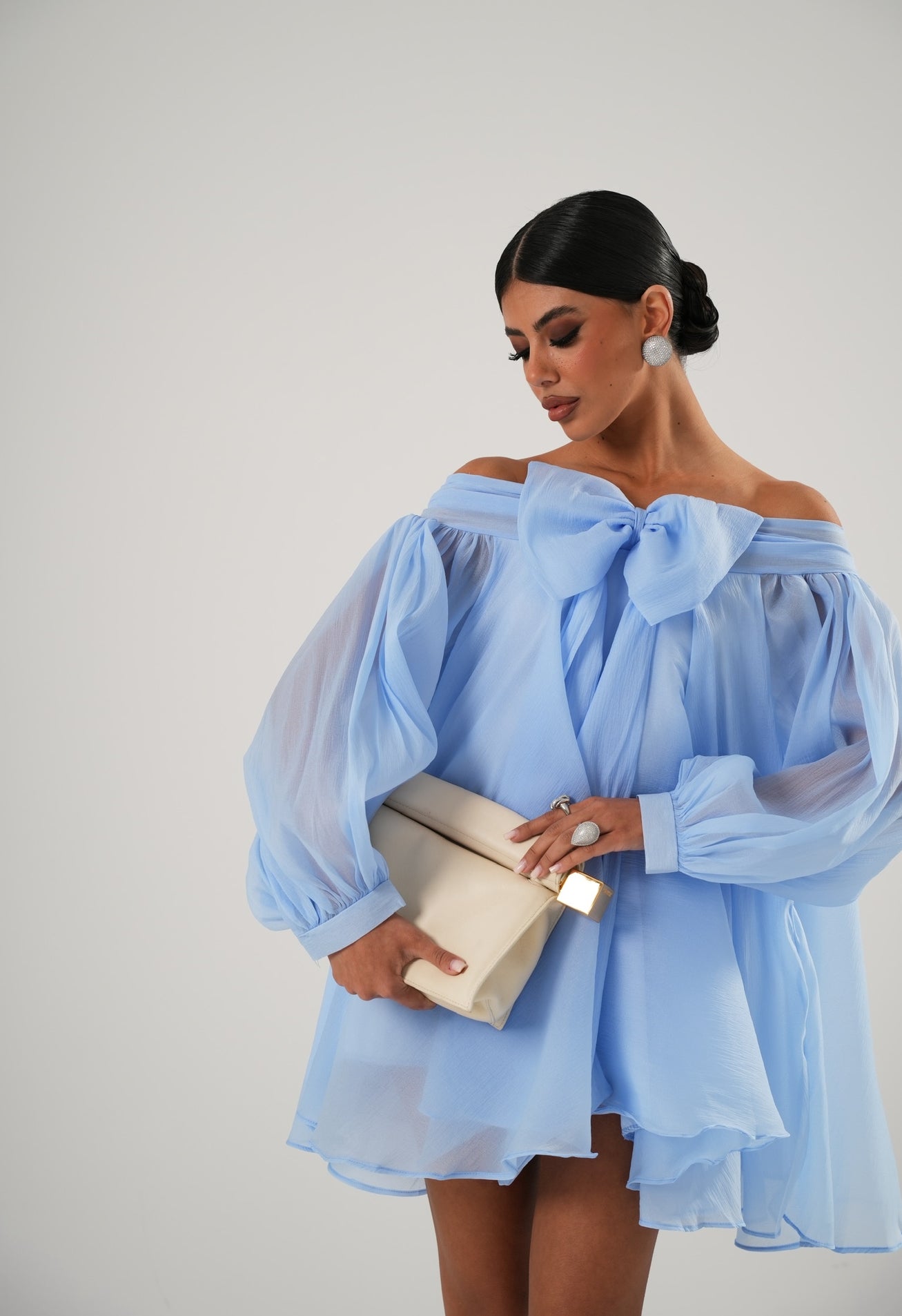 Vestito fiocco Ginevra celeste