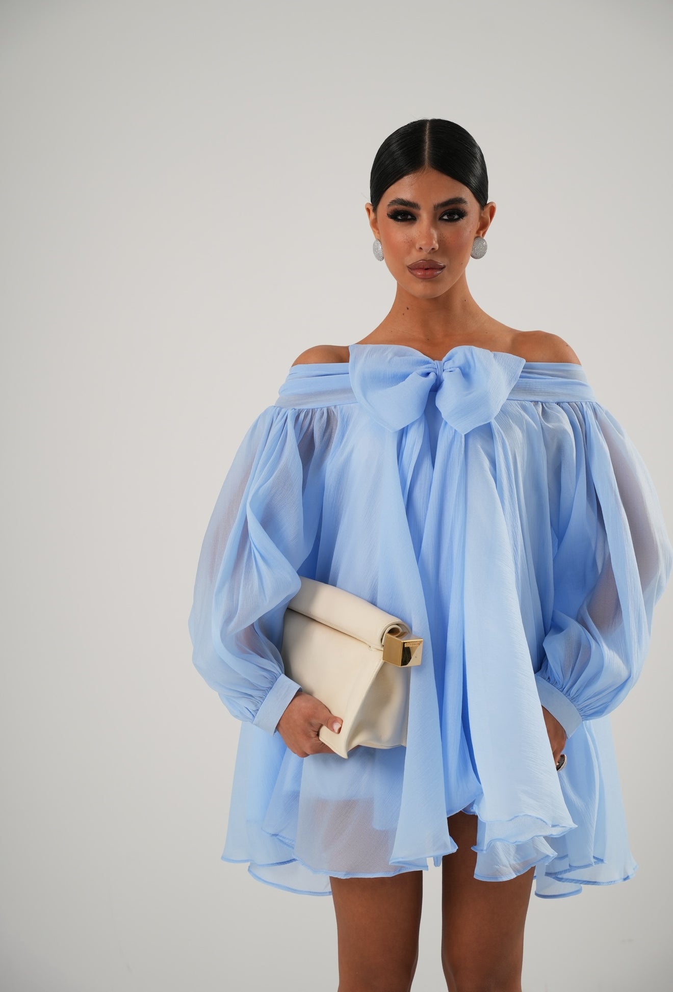 Vestito fiocco Ginevra celeste
